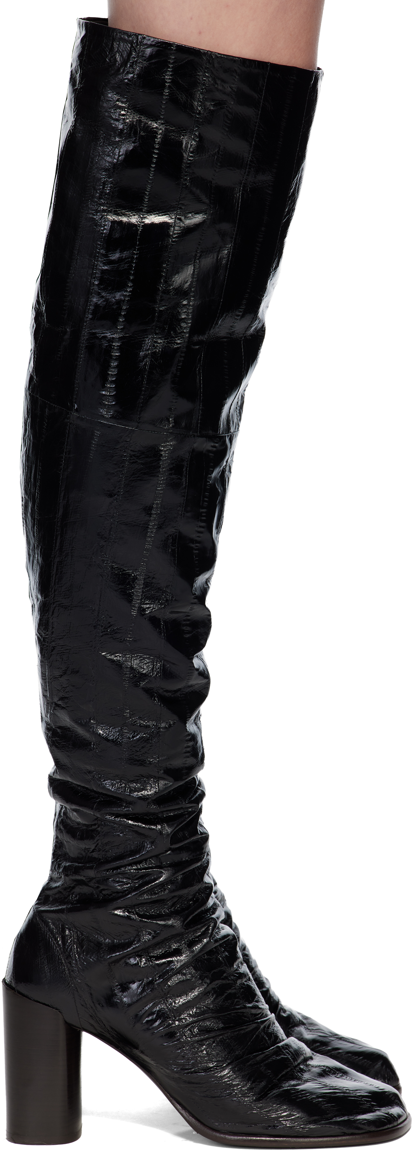 Lemaire Black Glove 80 Tall Boots In Black