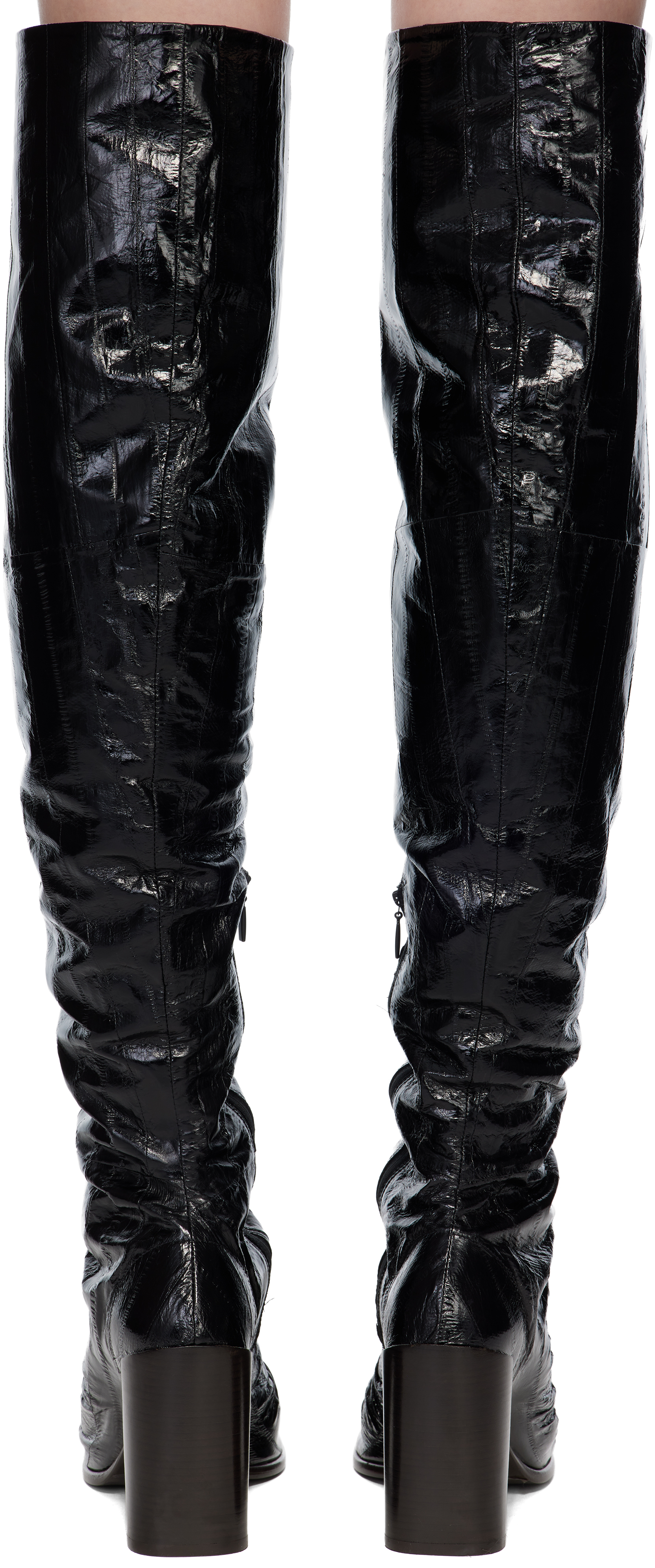 Lemaire Black Glove 80 Tall Boots In Black