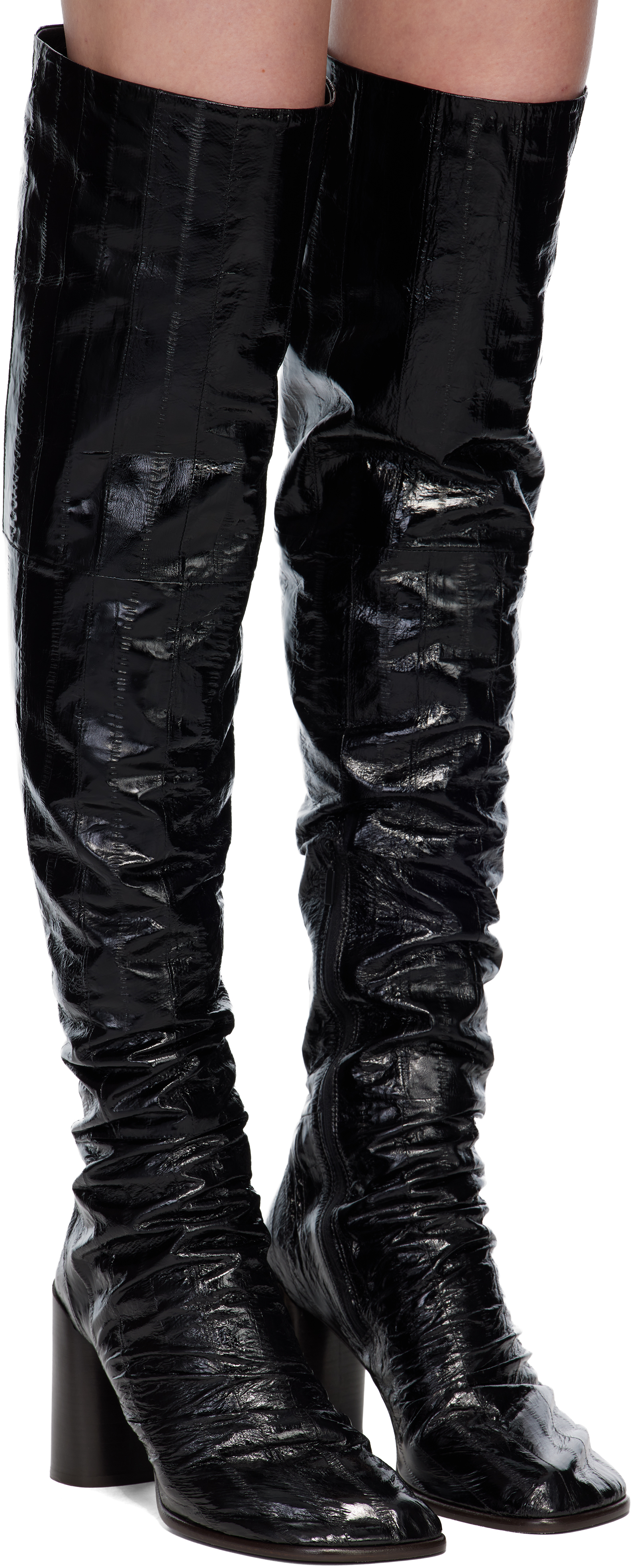 Lemaire Black Glove 80 Tall Boots In Black