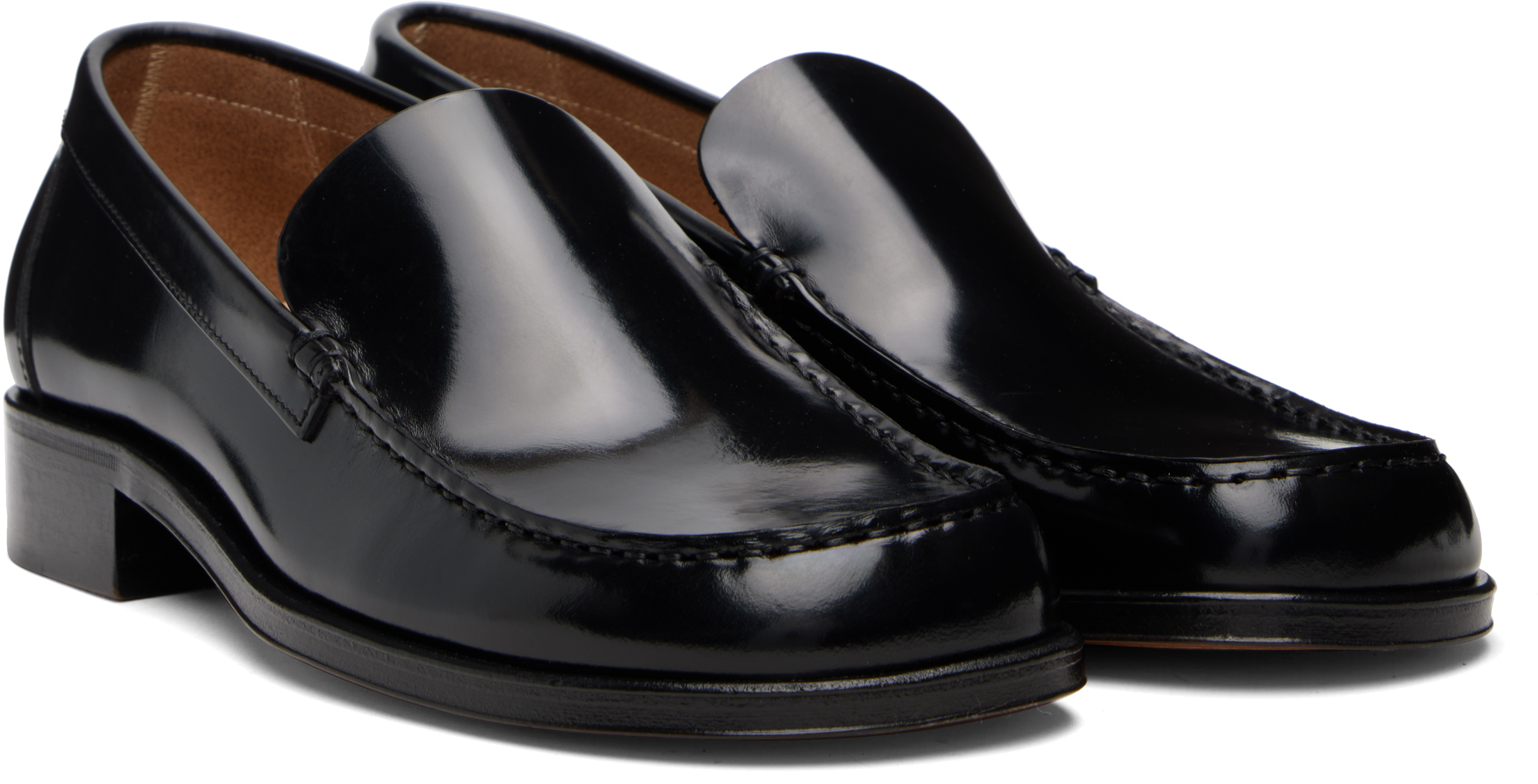 Lemaire Black Calfskin Loafers In Black