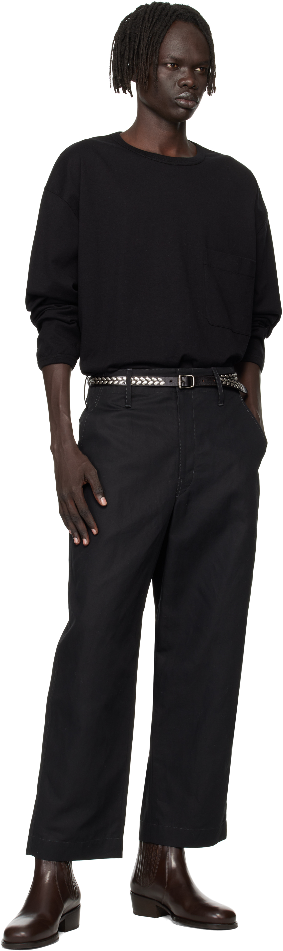 Lemaire Brown Almond Stud Belt In Brown