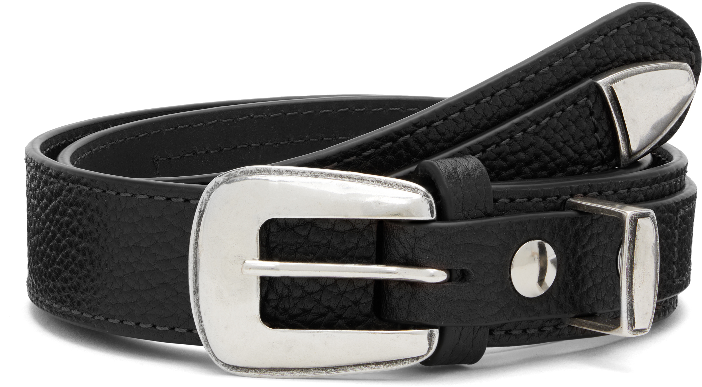 Lemaire Black Minimal Western Belt In Black