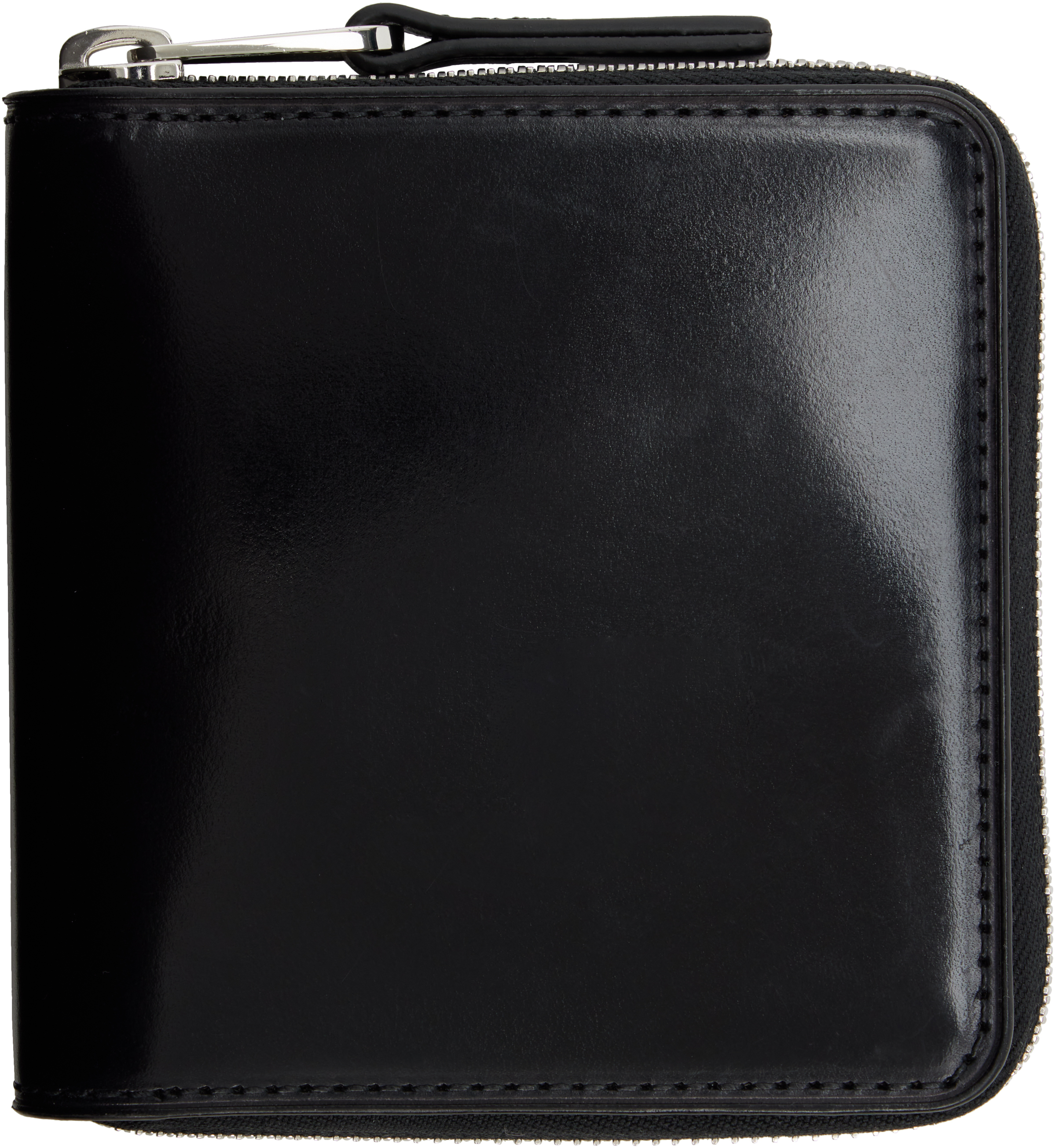 Lemaire Black Patina Zip Compact Bifold Wallet In Black