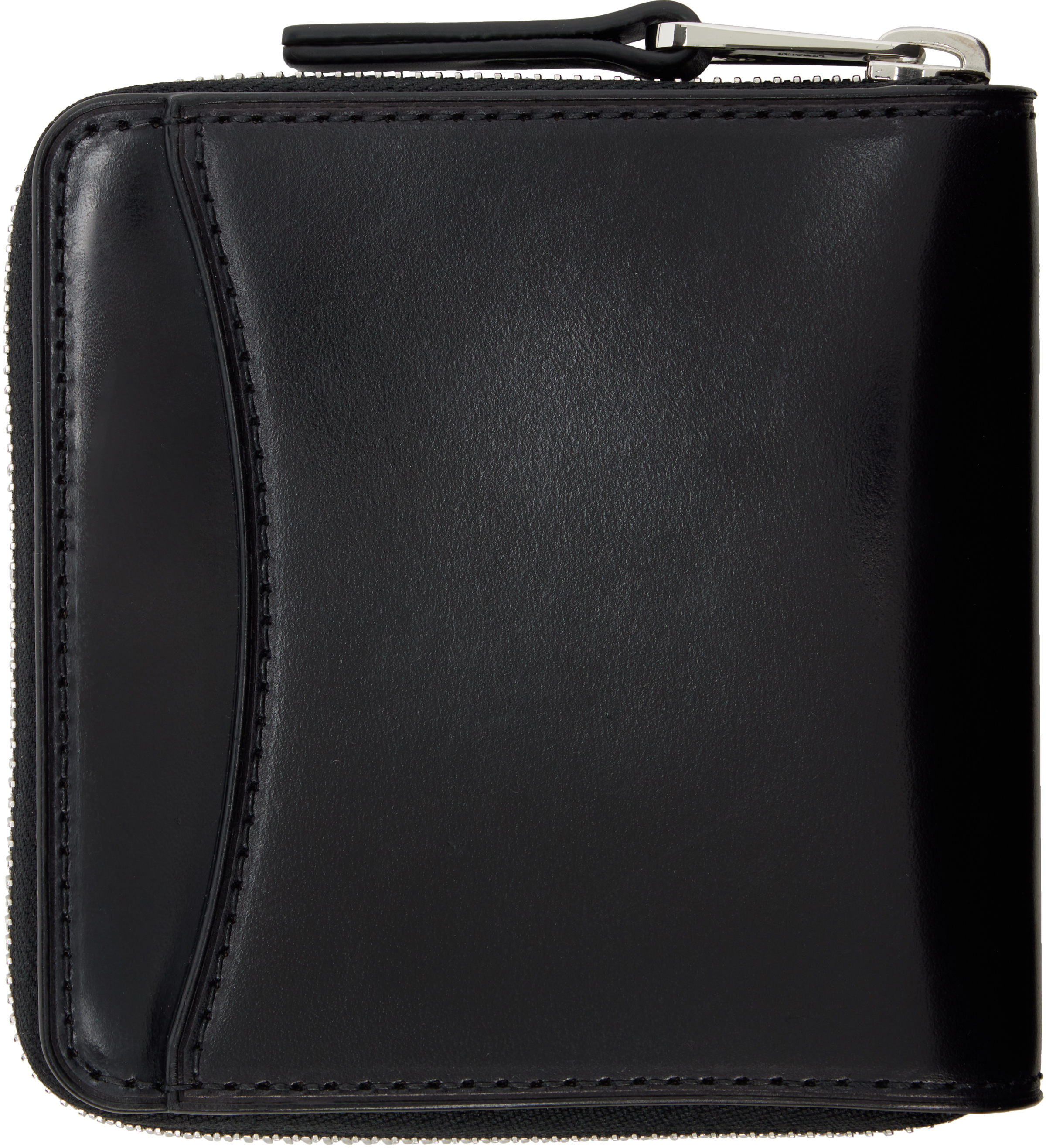 Lemaire Black Patina Zip Compact Bifold Wallet In Black