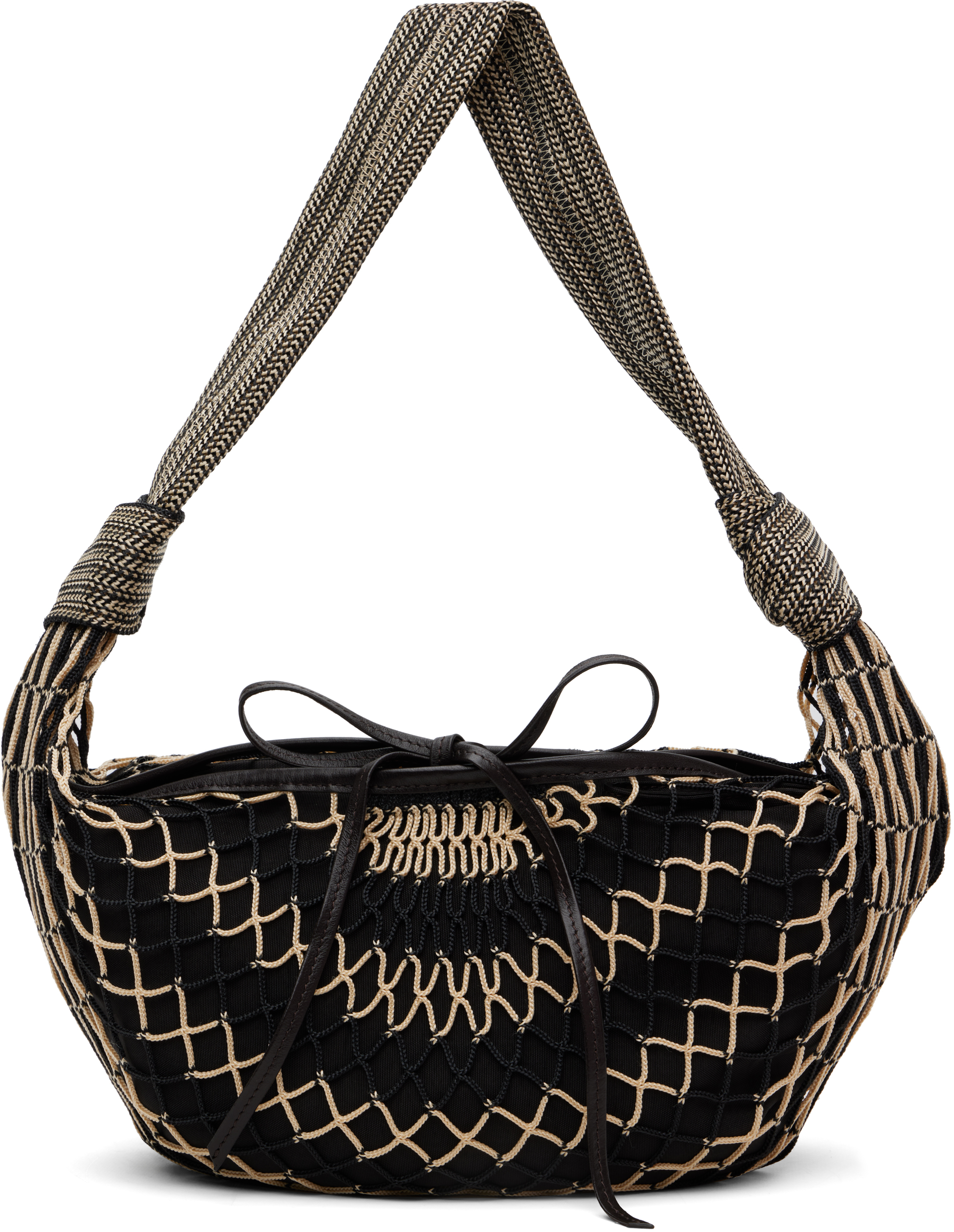 LEMAIRE: Black & Beige Fortune Croissant Filt Bag | SSENSE