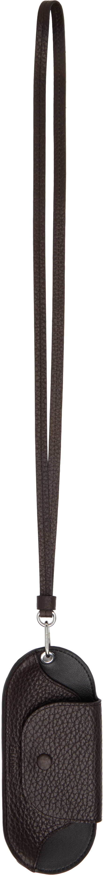 LEMAIRE BELL GLASSES HOLDER ダークチョコレート LEMAIRE: ブラウン Bell メガネホルダー ポーチ | SSENSE 日本