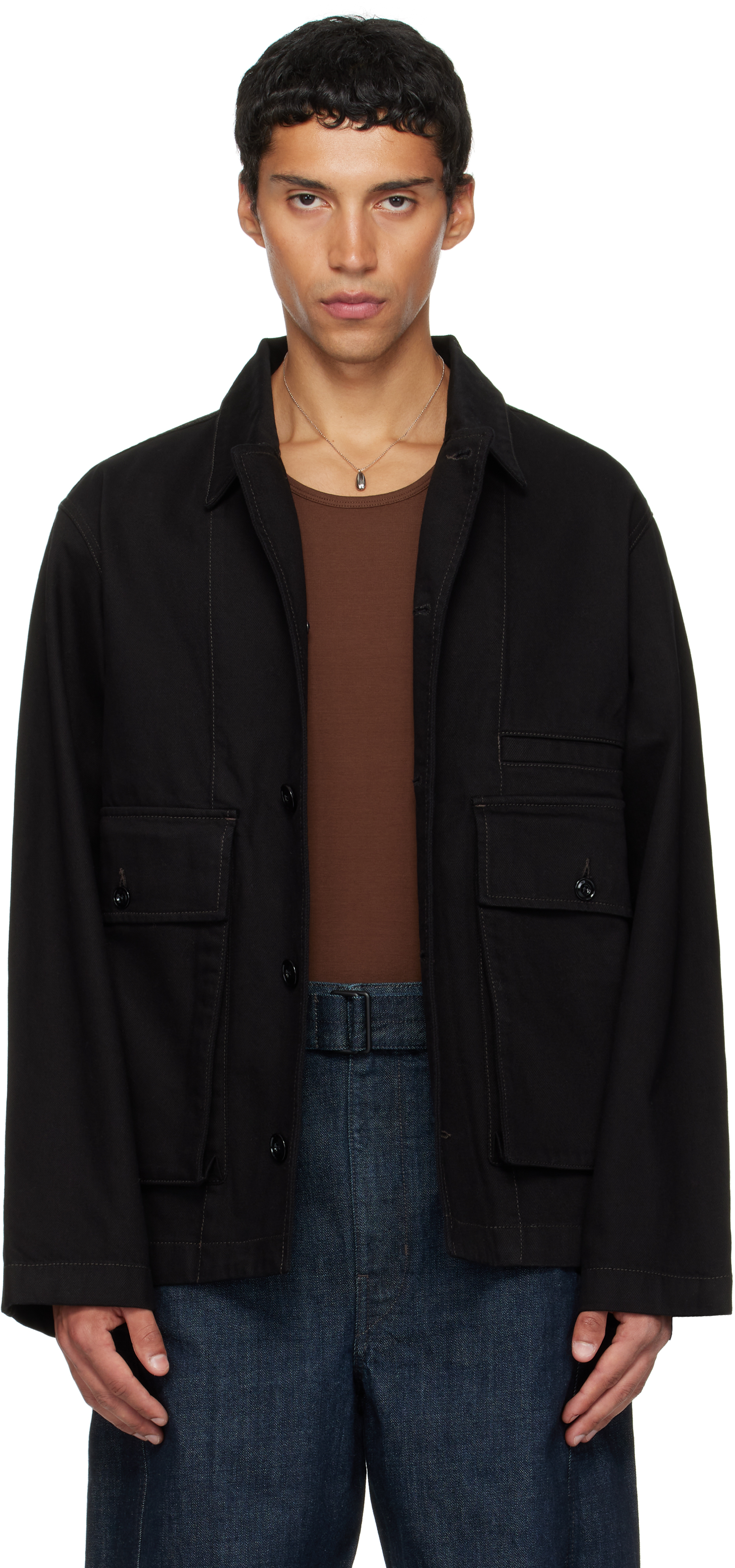LEMAIRE: Black Boxy Denim Jacket | SSENSE