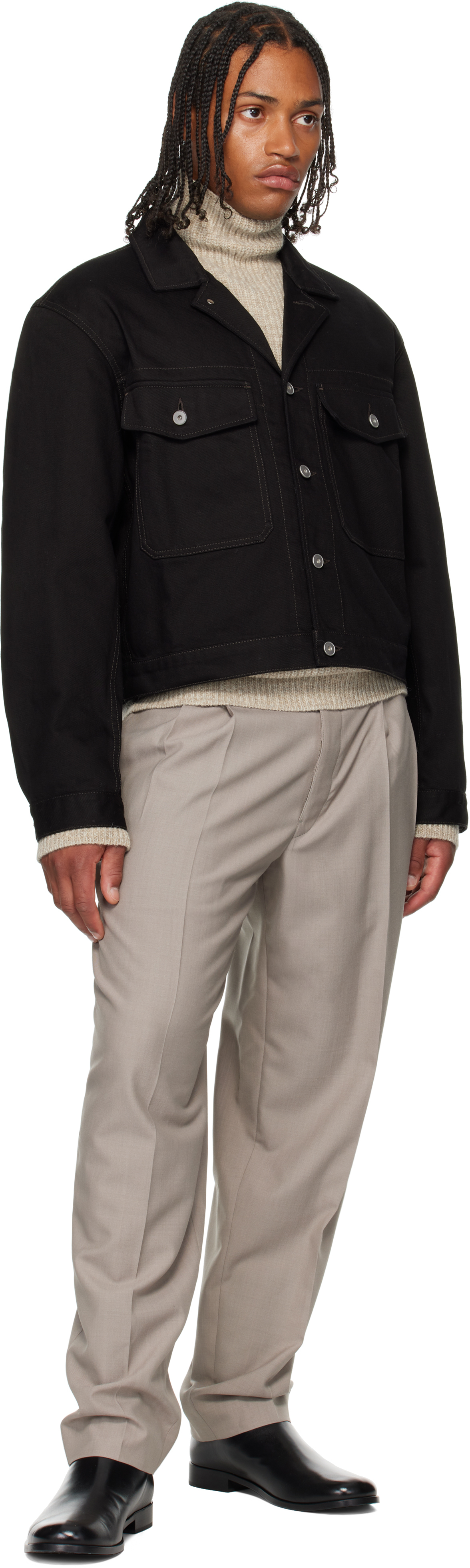 Lemaire Button-fastening Flap-pocket Jacket In Black
