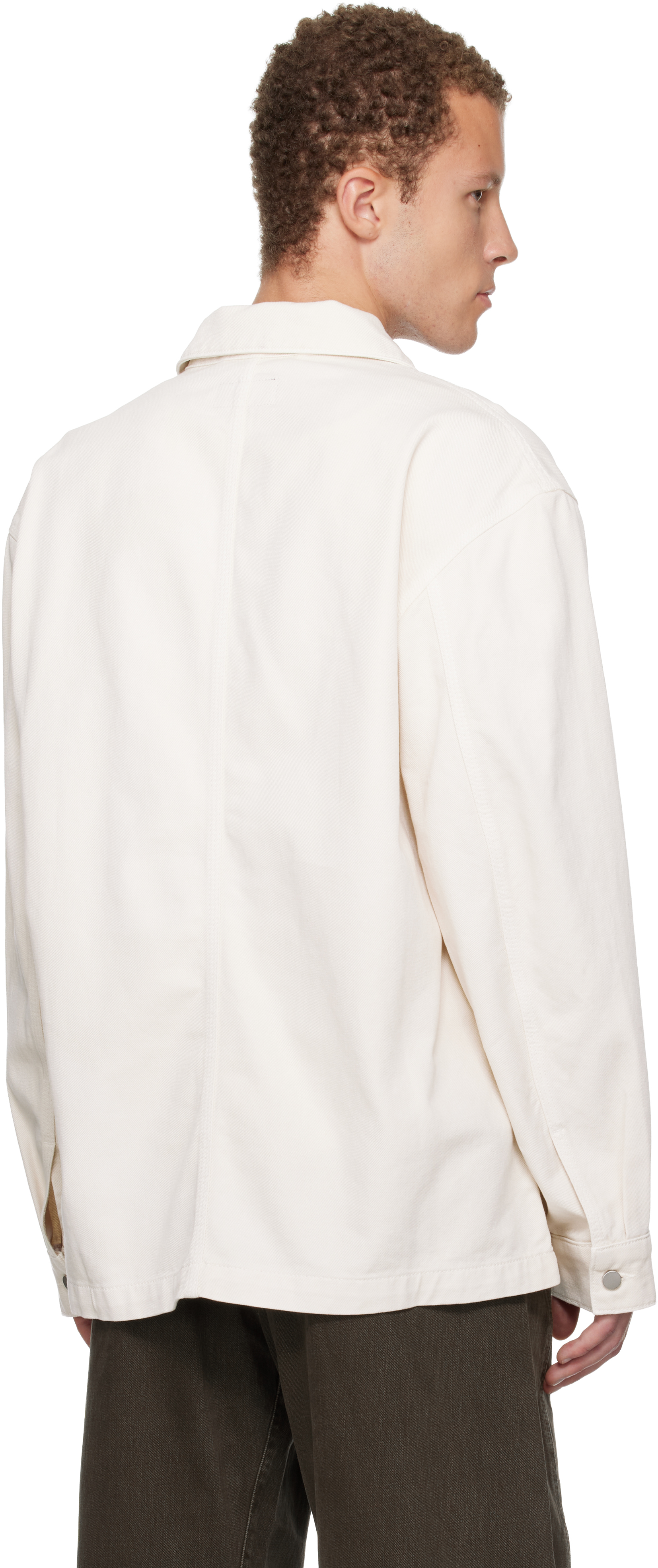 Lemaire Off-white Workwear Denim Overshirt In Animal Print