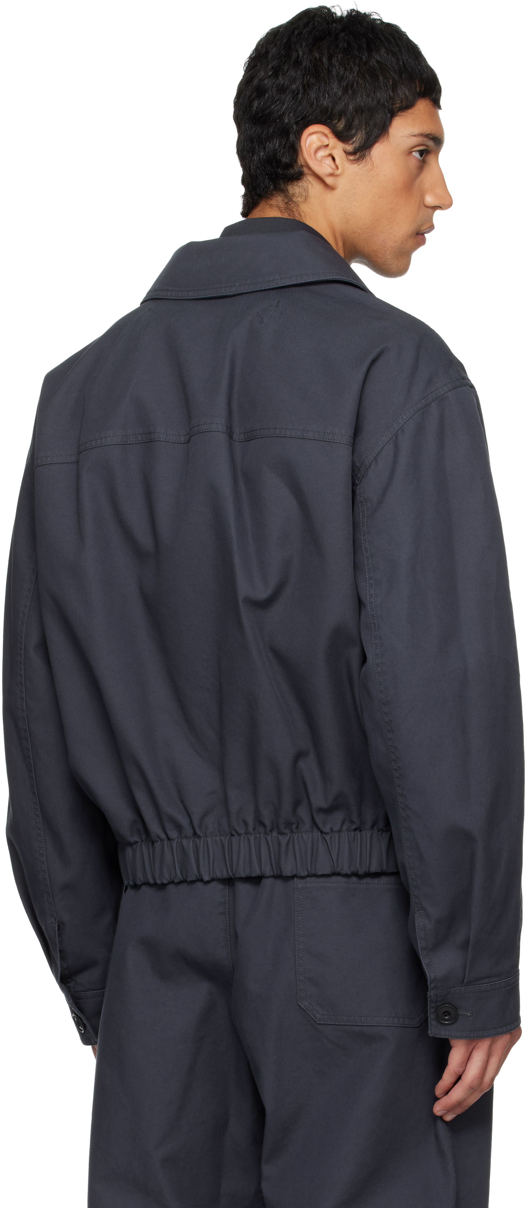 Lemaire Navy Boxy Blouson Jacket In Gray