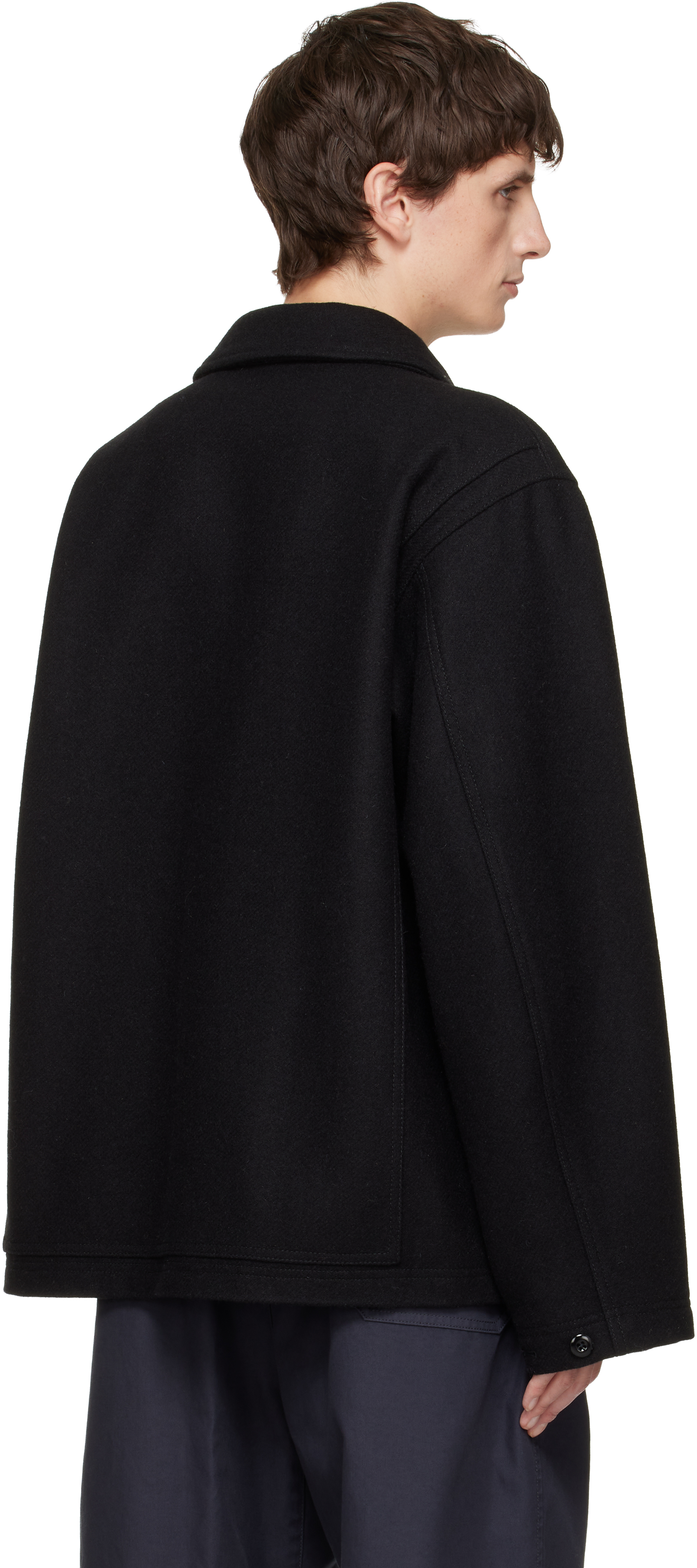 Lemaire Patch-pocket Buttoned Shirt Jacket In Black