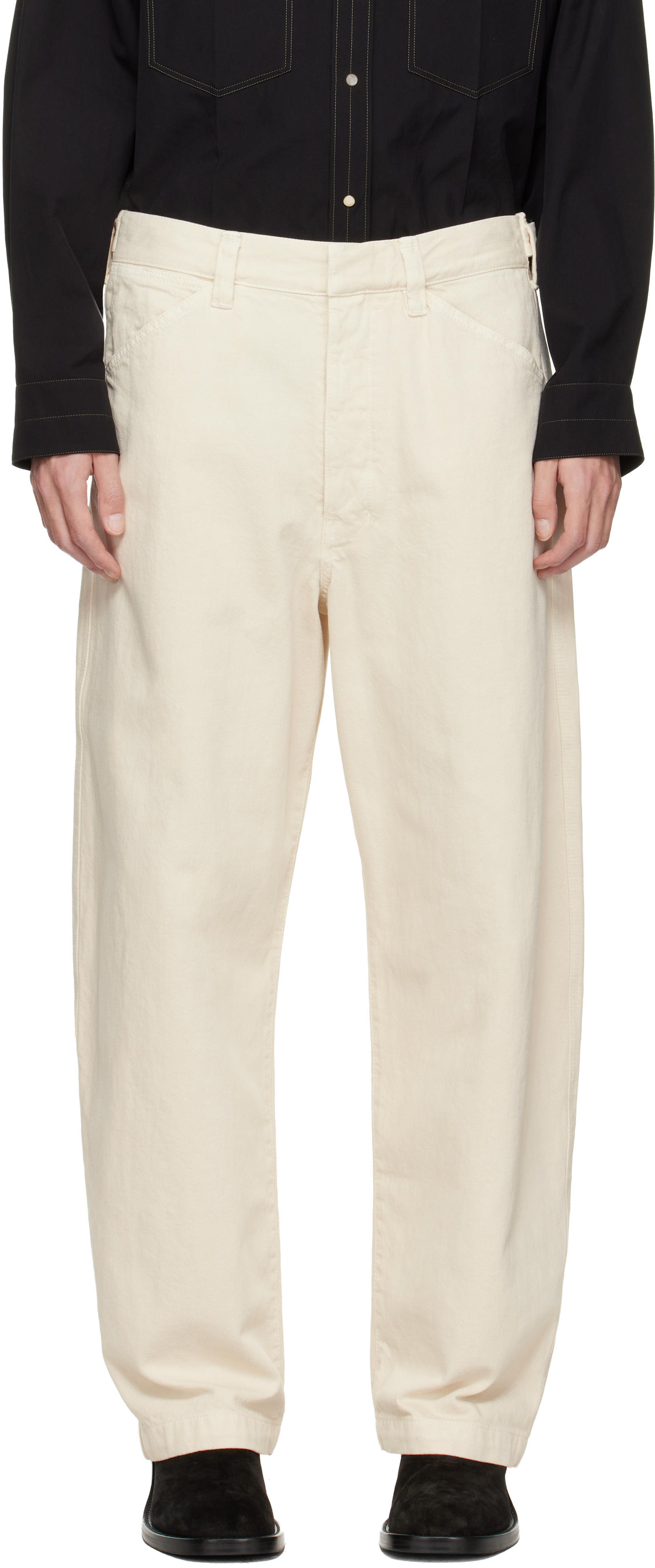 Off-White Maxi Workwear Jeans by LEMAIRE on Sale
