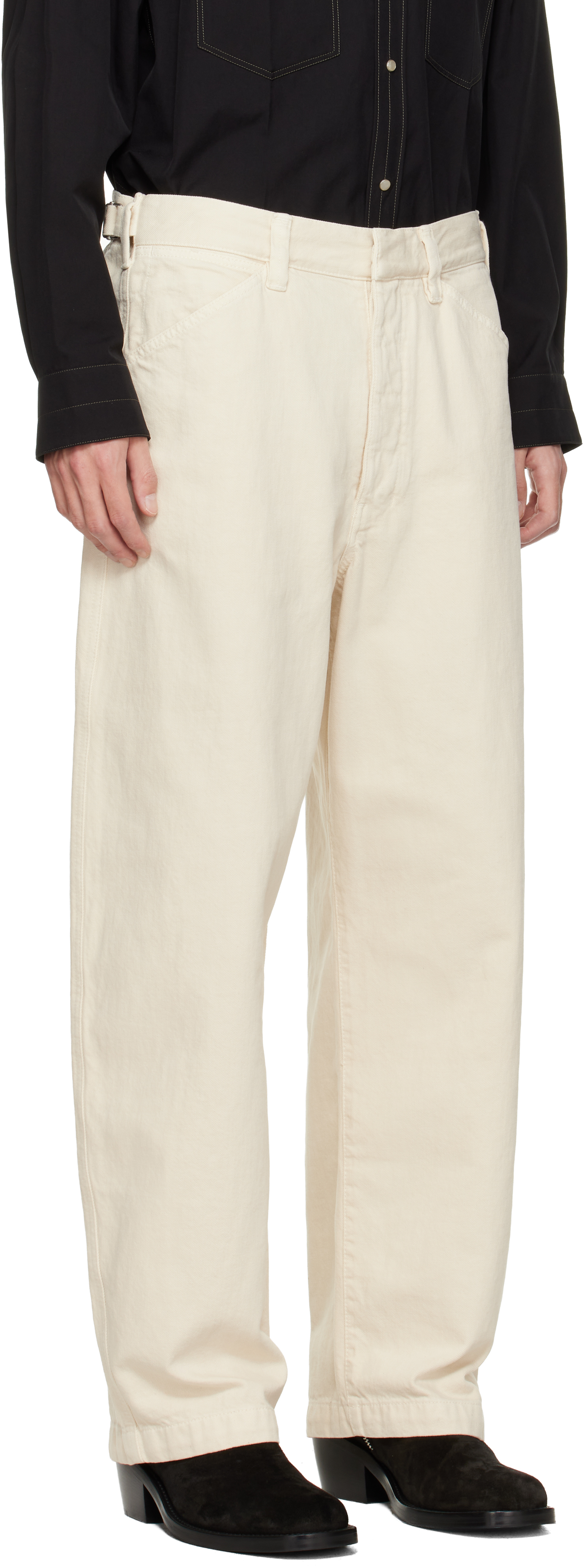 Lemaire Off-white Maxi Workwear Jeans In Neutral