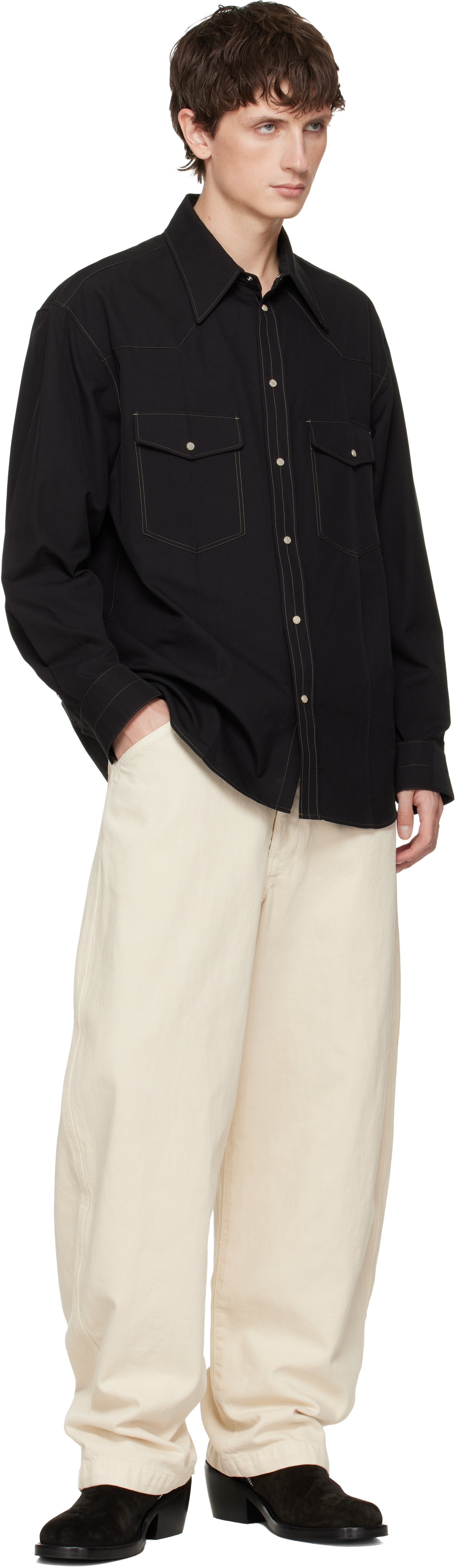 Lemaire Off-white Maxi Workwear Jeans In Neutral