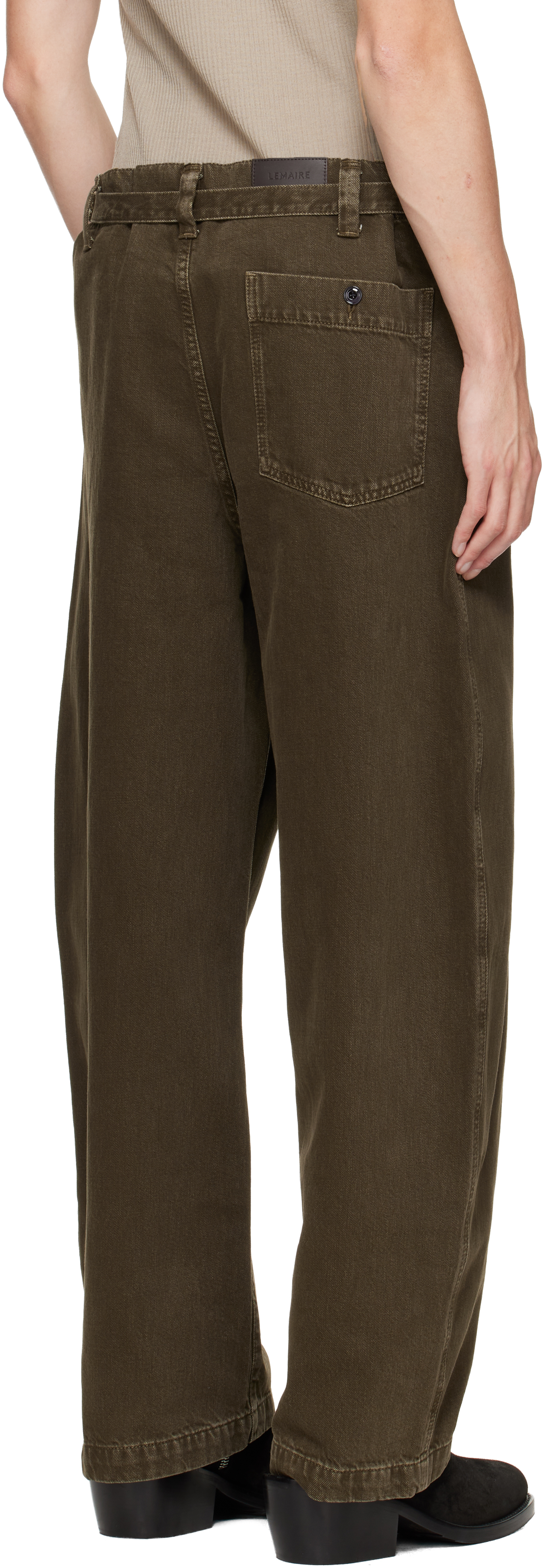 Lemaire Khaki Maxi Workwear Jeans In Green