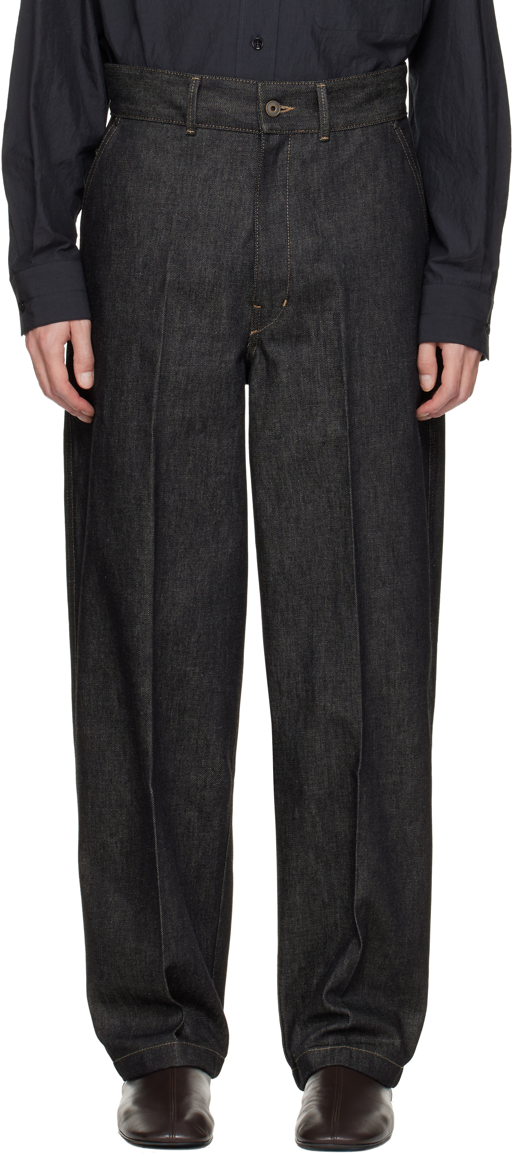 Lemaire Black Maxi Workwear Jeans In Black