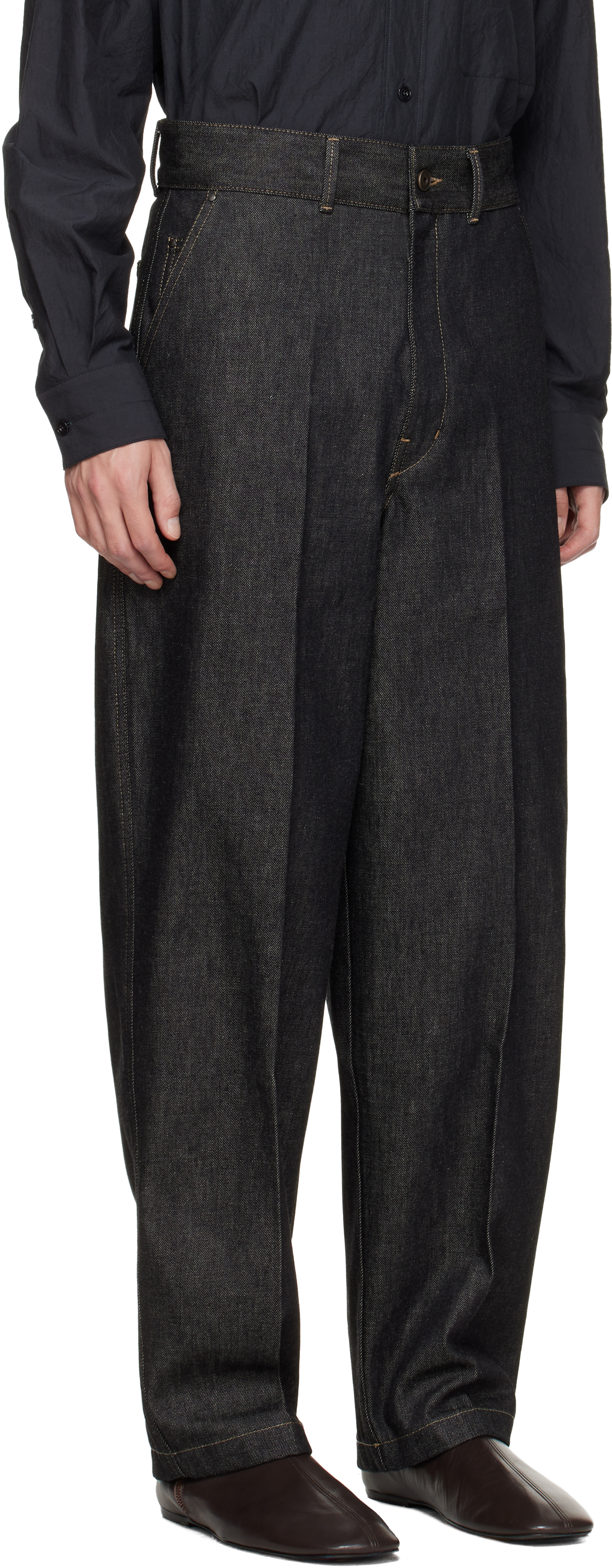Lemaire Black Maxi Workwear Jeans In Black
