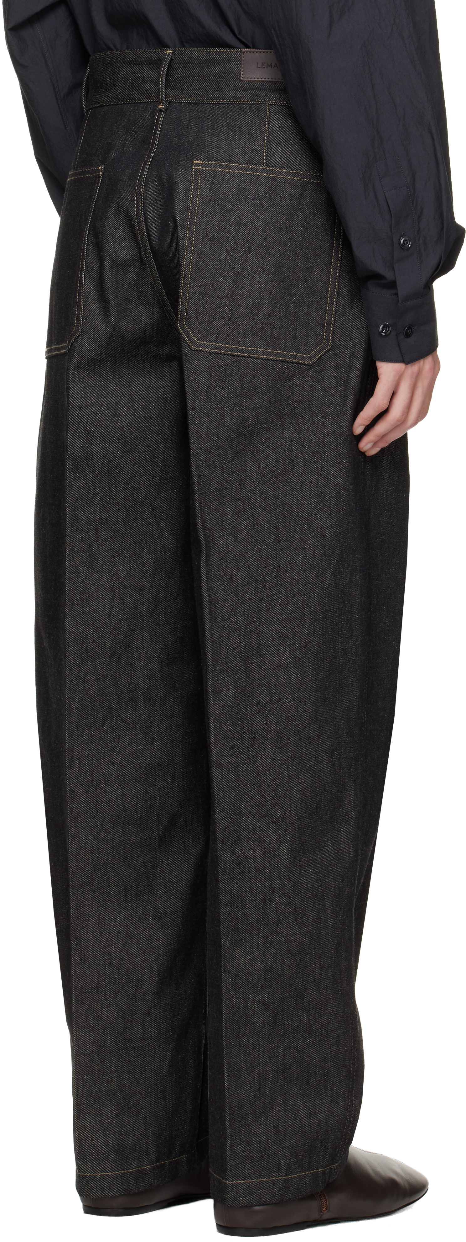 Lemaire Black Maxi Workwear Jeans In Black