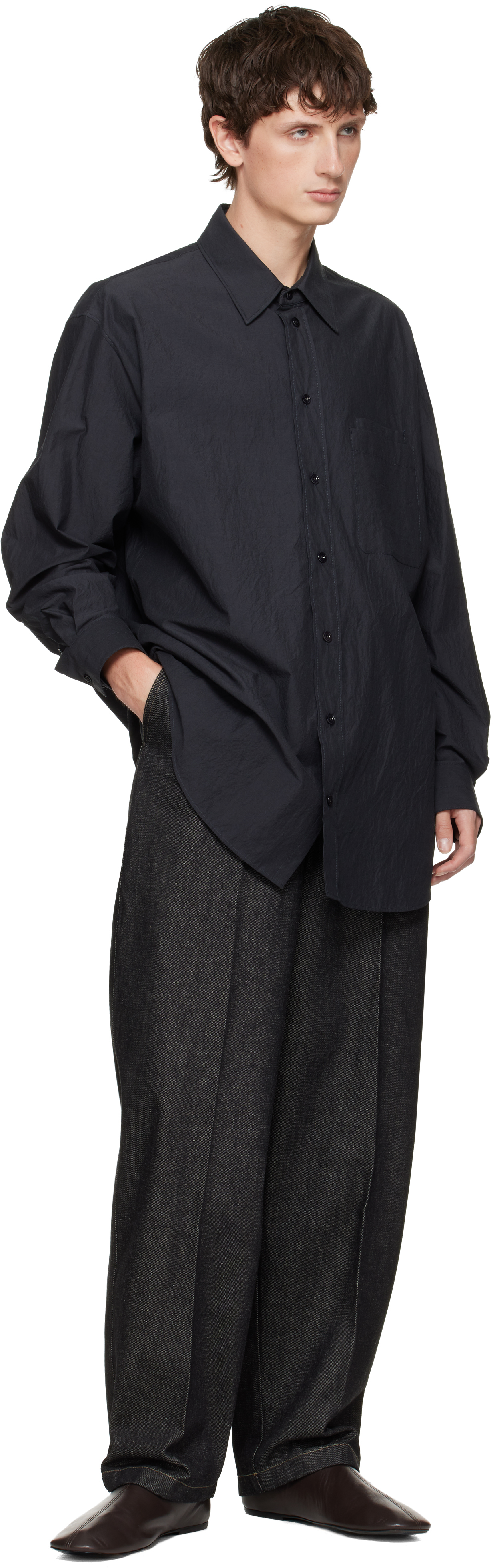 Lemaire Black Maxi Workwear Jeans In Black