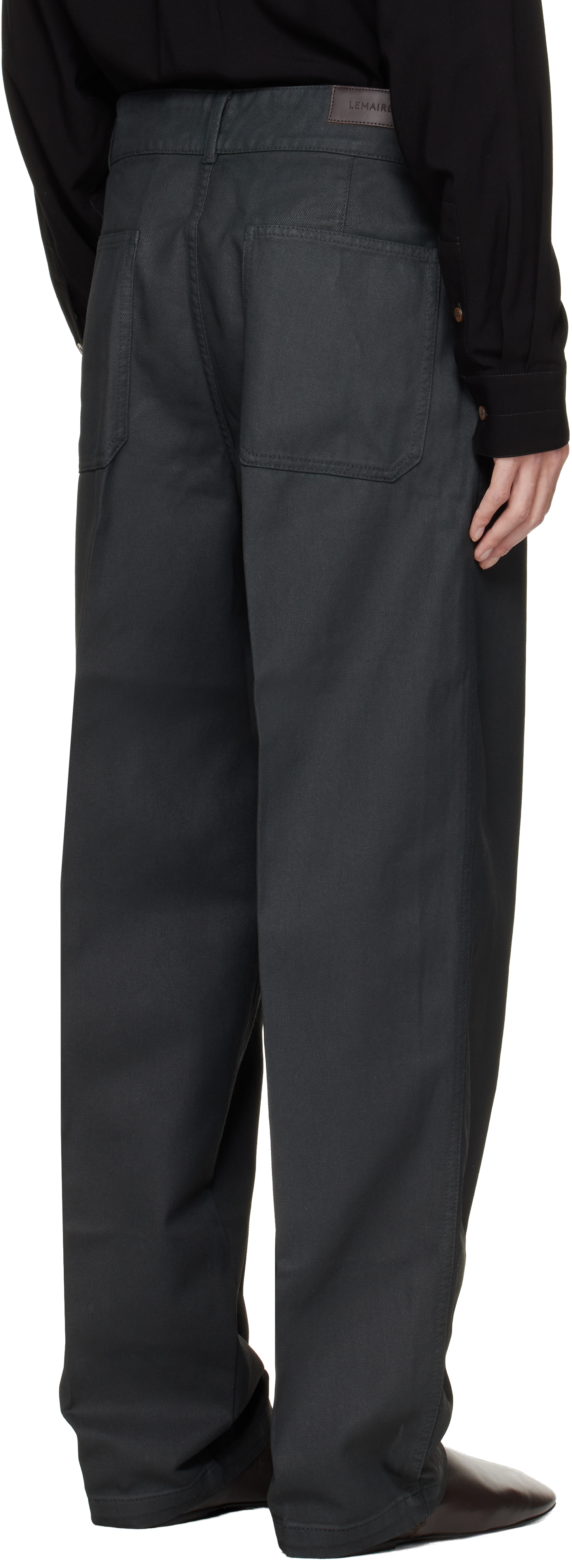 Lemaire Black Maxi Barrel Workwear Jeans In Gray