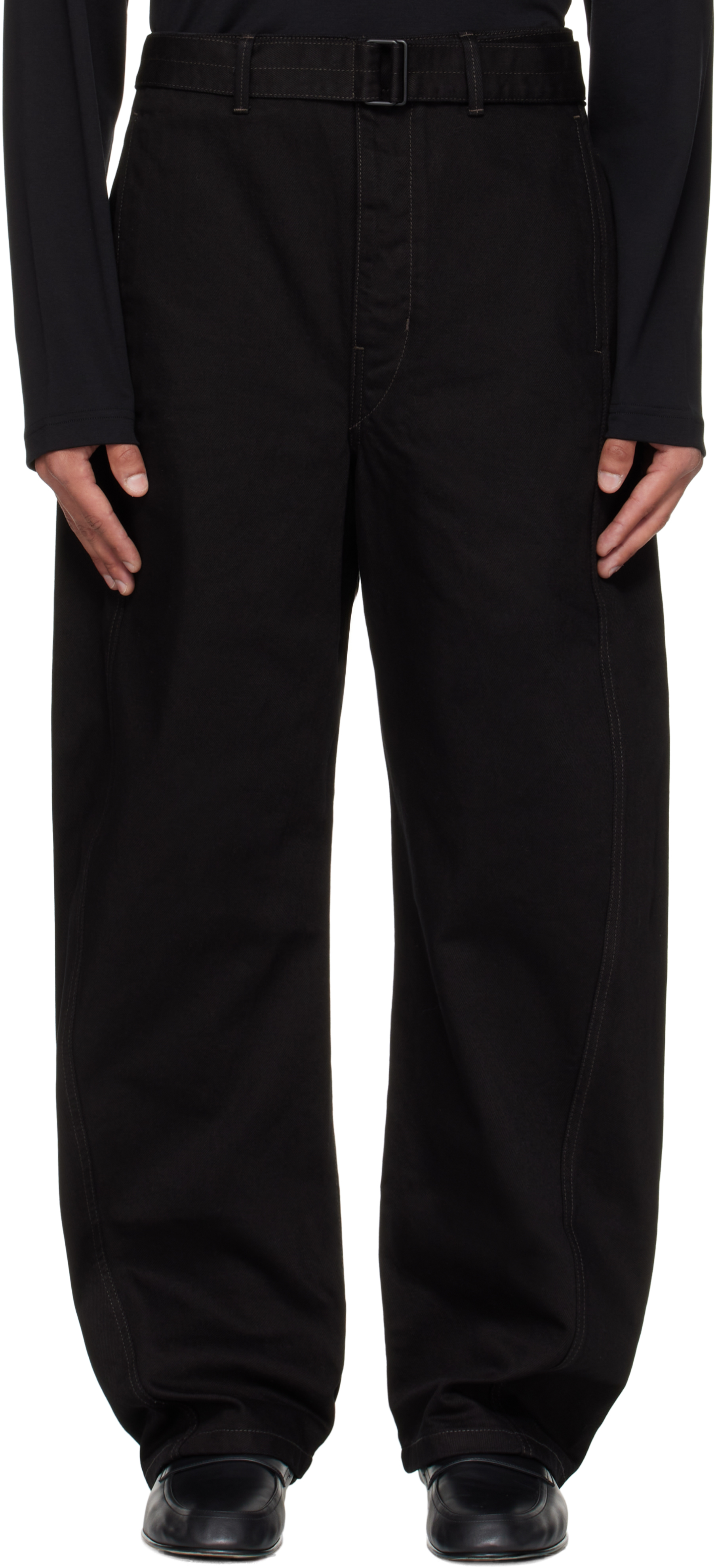 Lemaire Black Twisted Belted Jeans In Black