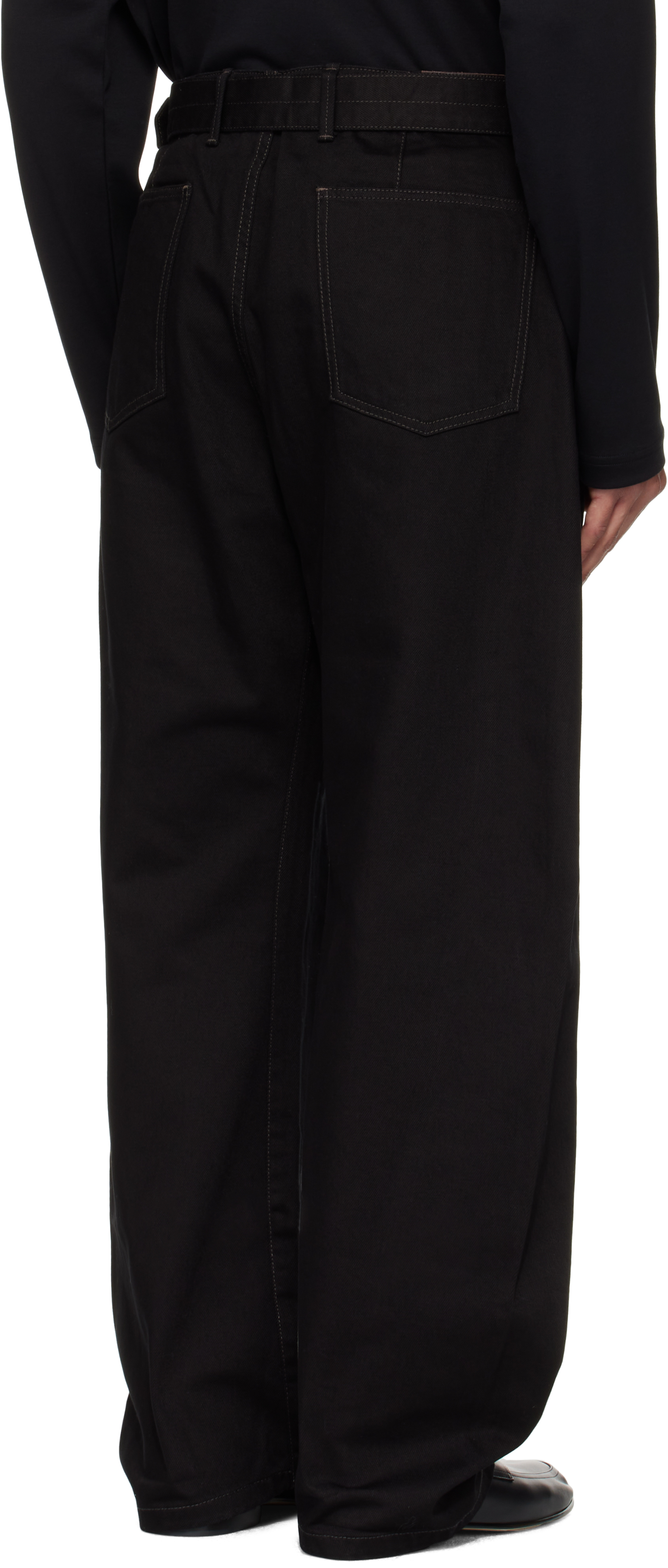 Lemaire Black Twisted Belted Jeans In Black