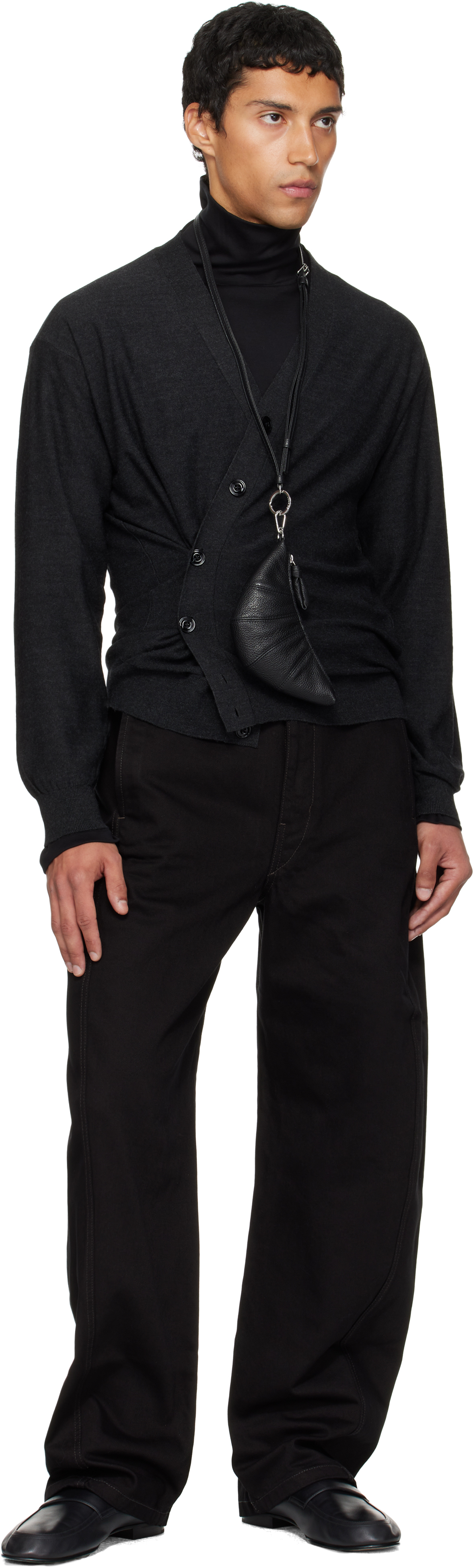 Lemaire Black Twisted Belted Jeans In Black