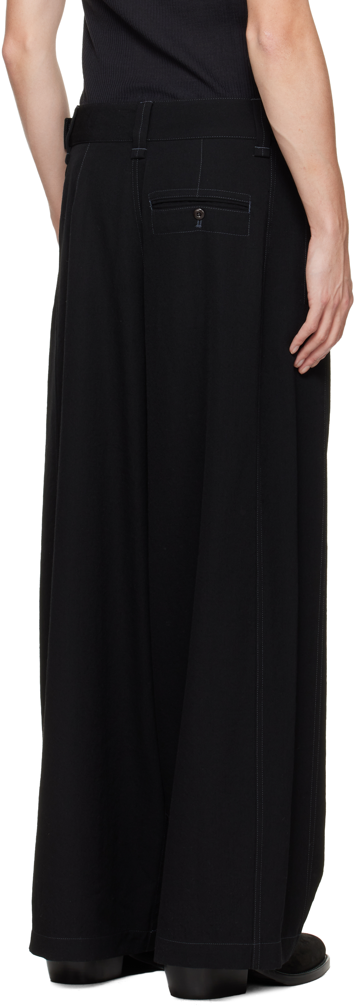 Lemaire Black Maxi Utility Trousers In Black
