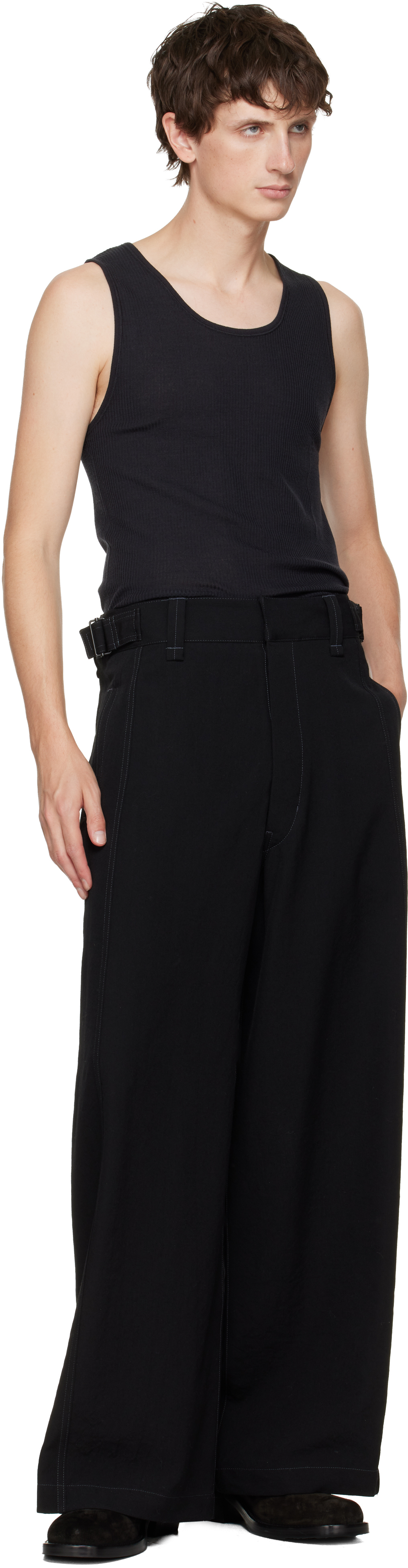 Lemaire Black Maxi Utility Trousers In Black