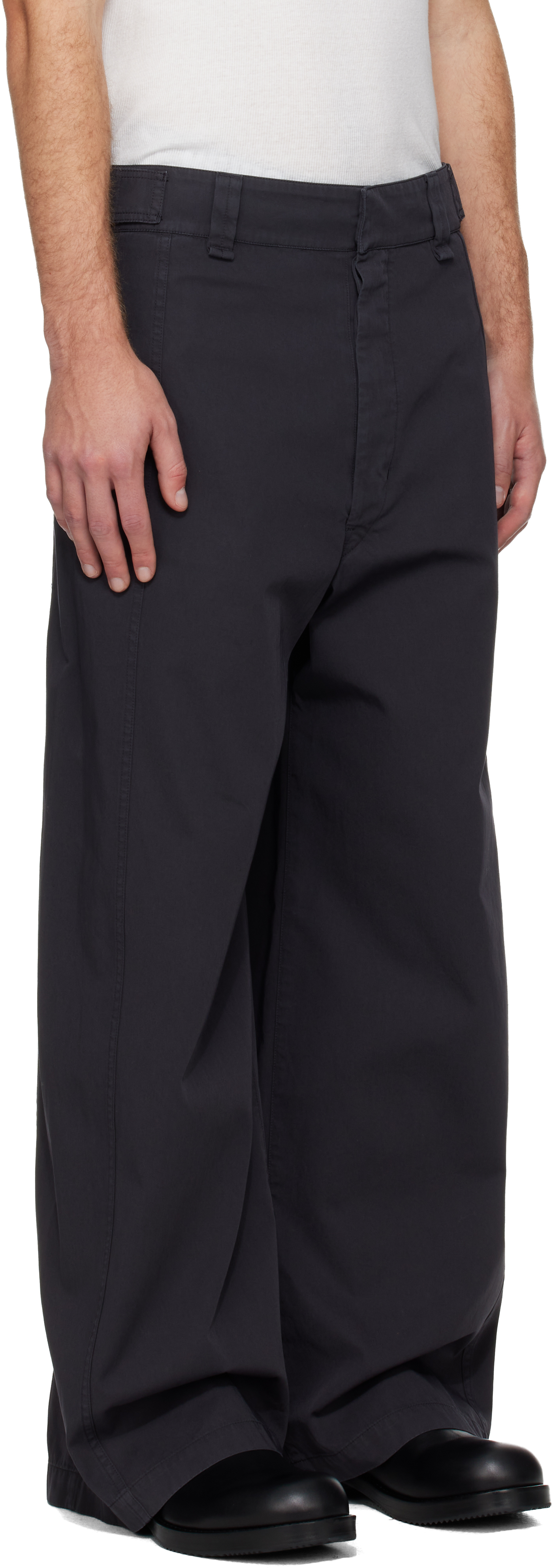 Lemaire Gray Maxi Utility Trousers In Black
