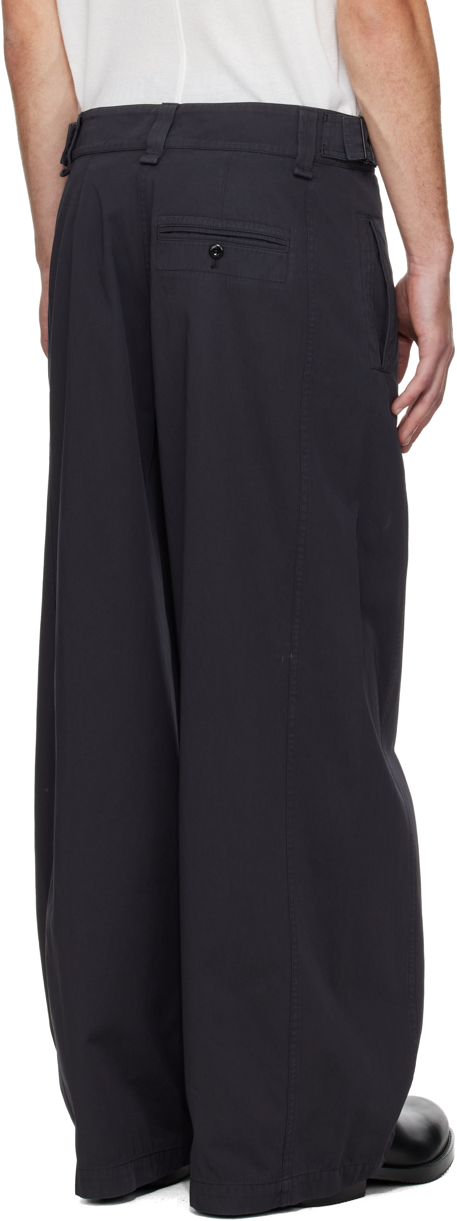 Lemaire Gray Maxi Utility Trousers In Black
