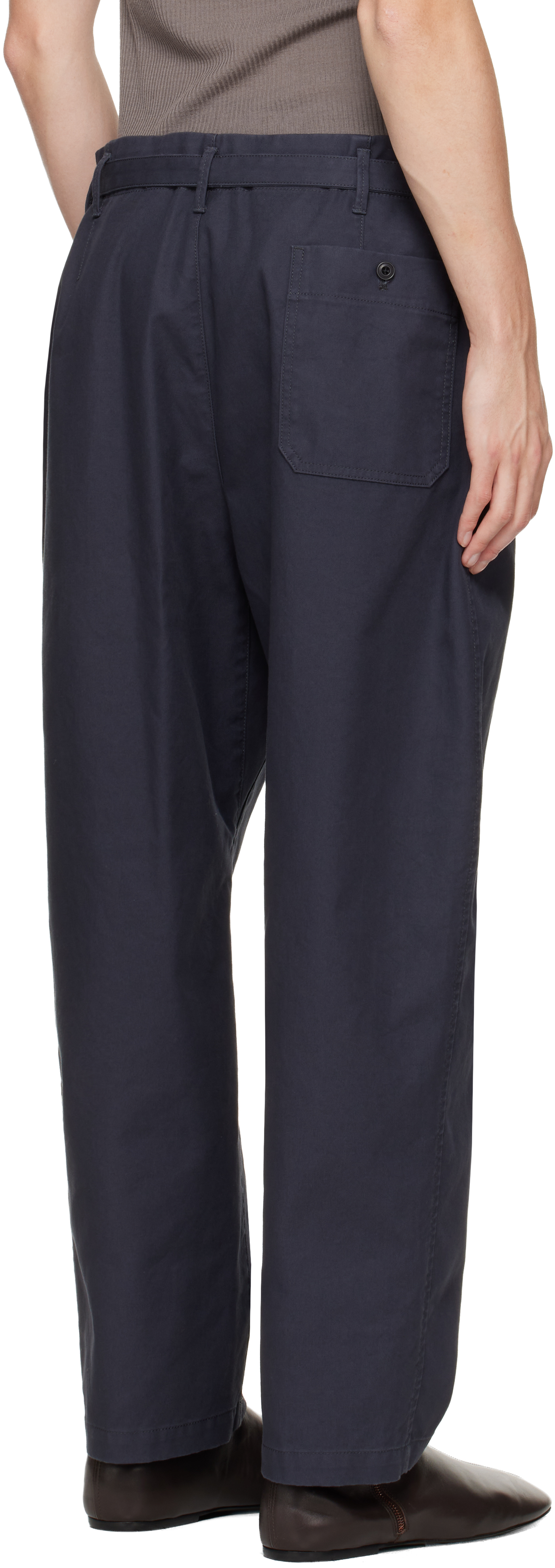 Lemaire Navy Carrot Pants In Blue