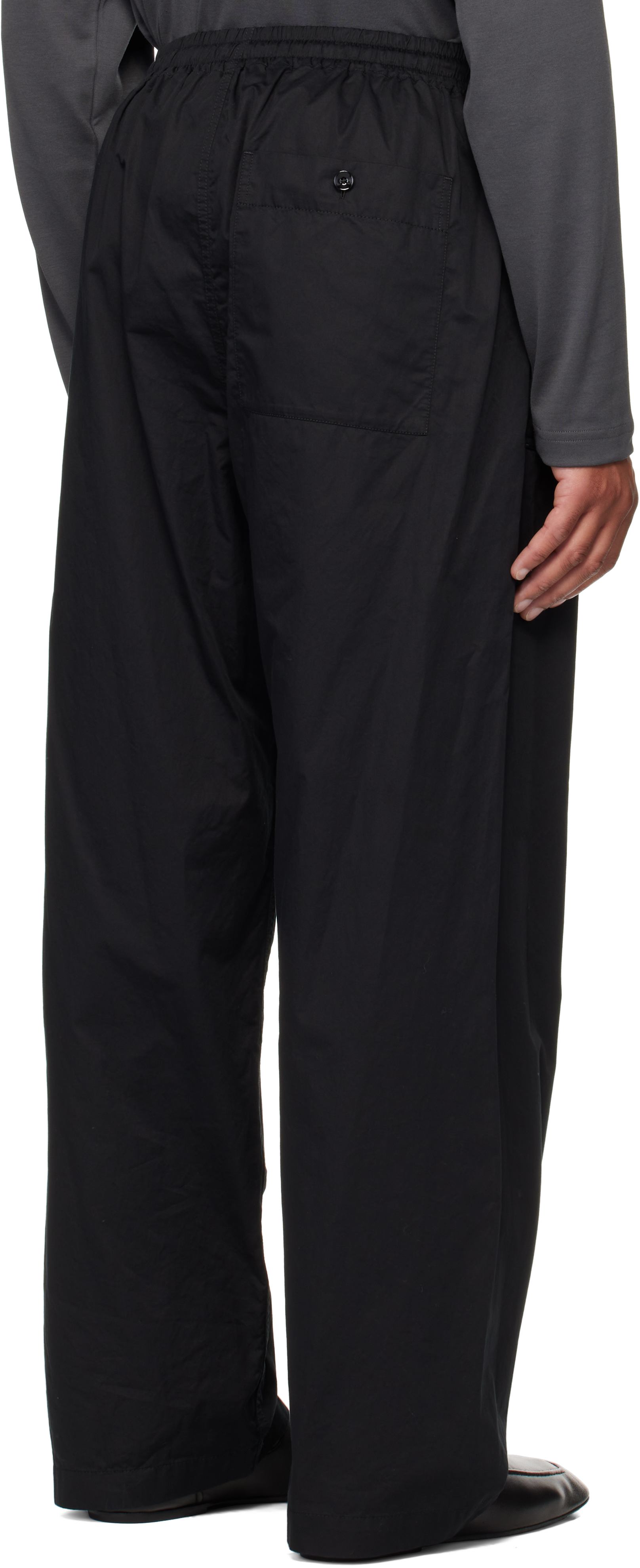 Lemaire Pyjama Cotton-poplin Straight-leg Trousers In Black
