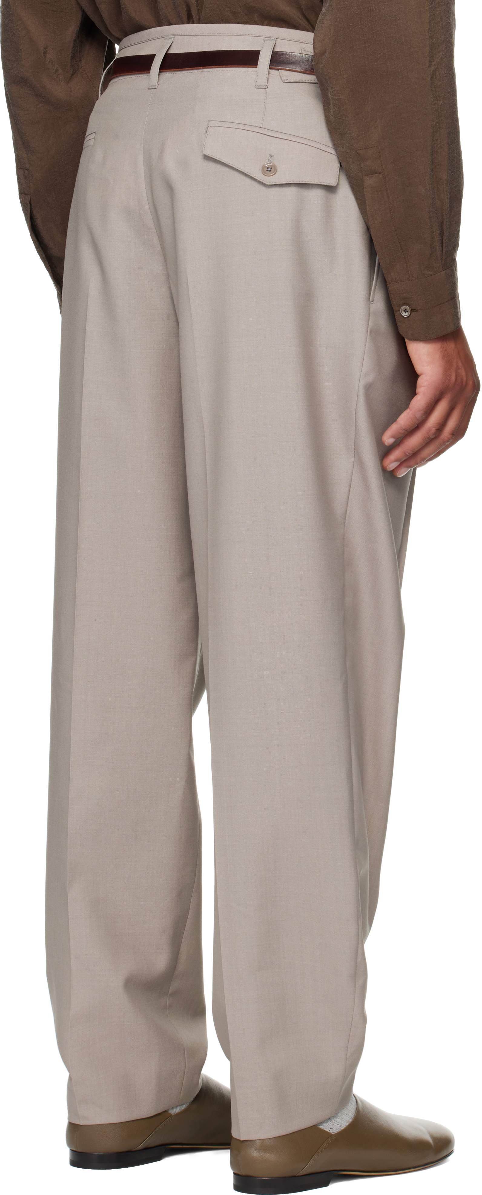 Lemaire Taupe Pleated Trousers In Neutral
