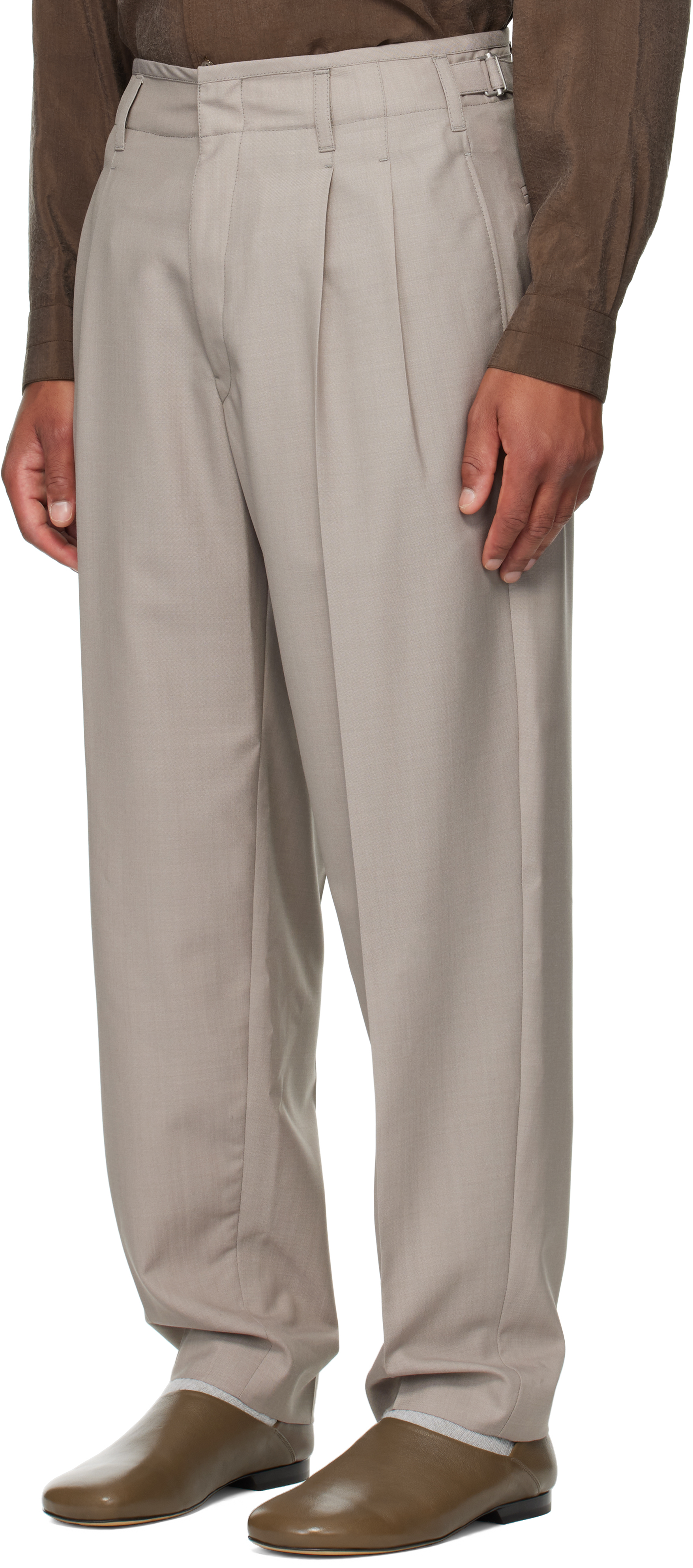 Lemaire Taupe Pleated Trousers In Neutral