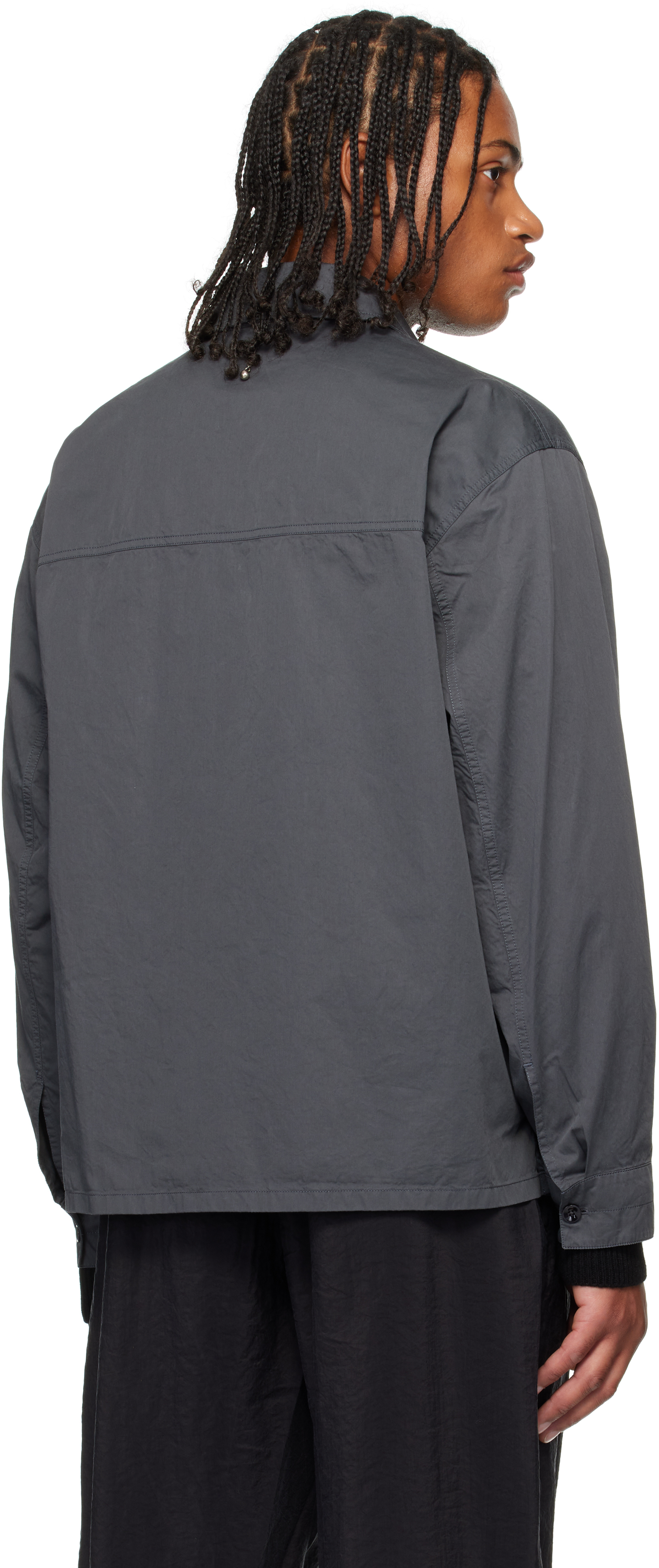 Lemaire Patch-pocket Button-down Shirt In Gray