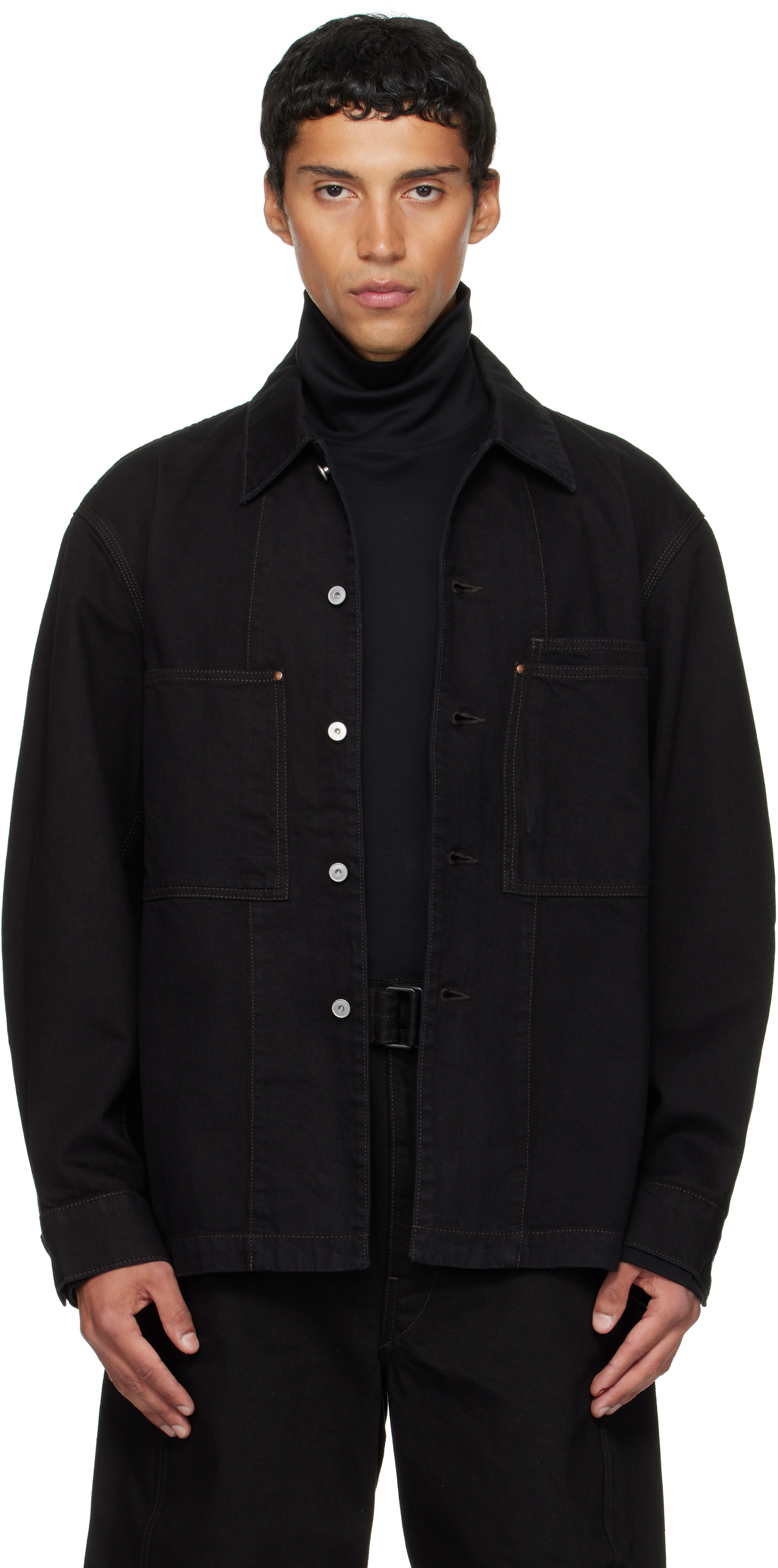 LEMAIRE: Black Workwear Denim Overshirt | SSENSE