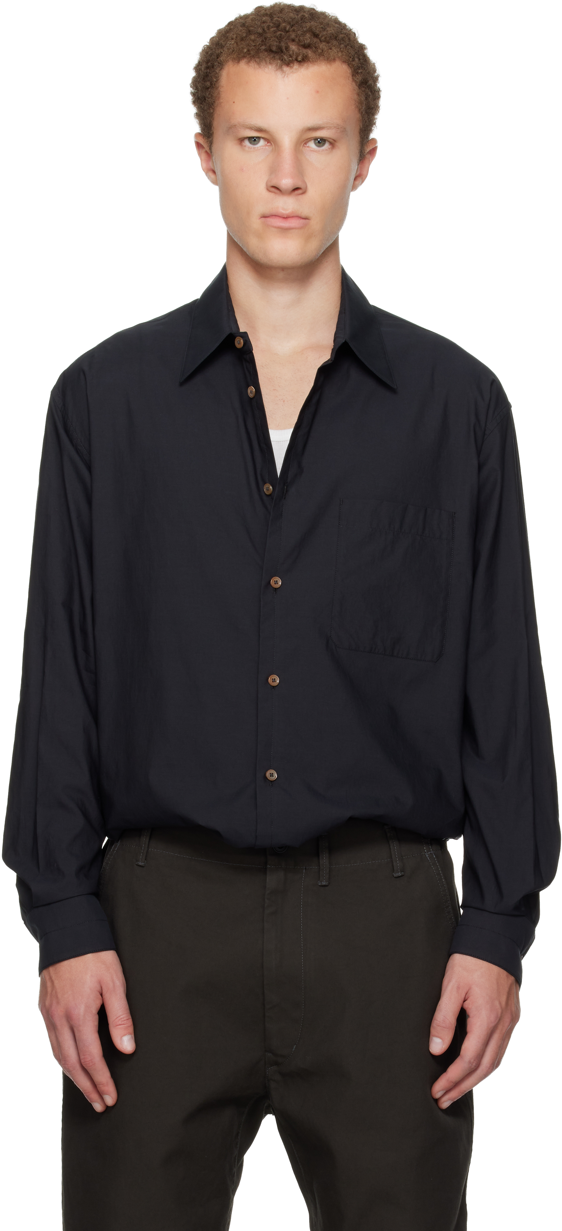 Lemaire Black Regular Shirt In Black