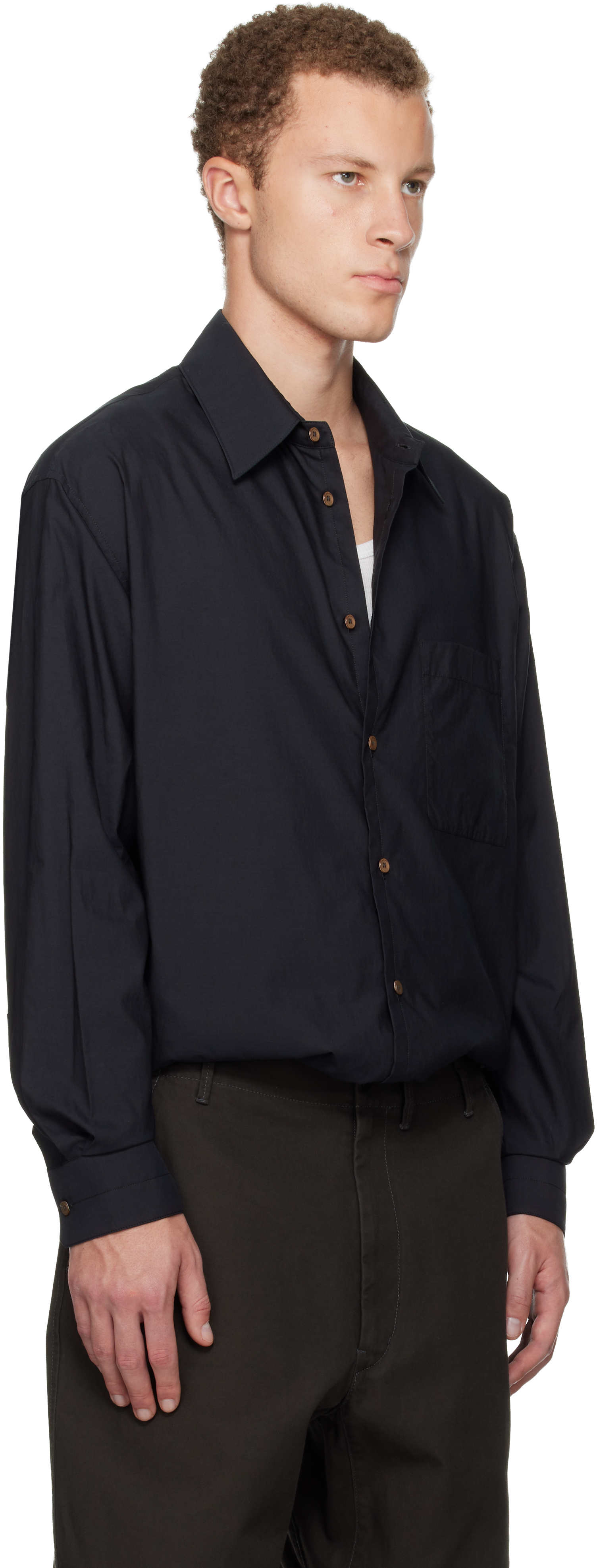 Lemaire Black Regular Shirt In Black