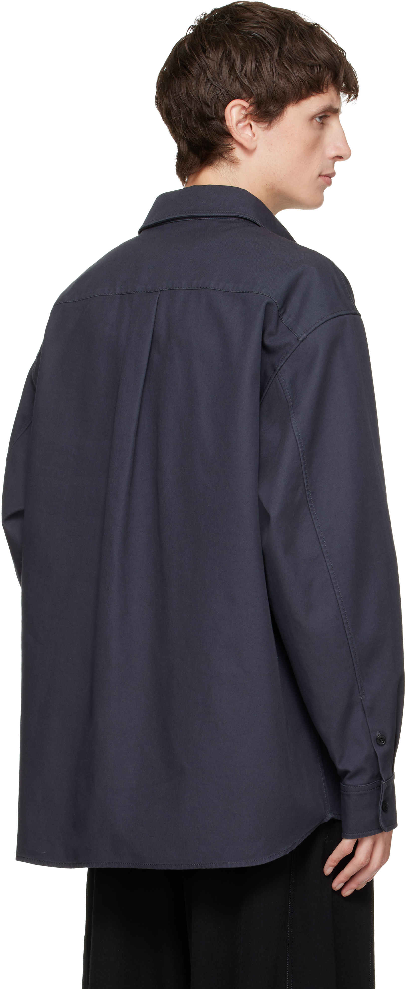 Lemaire Navy Utility Shirt In Blue