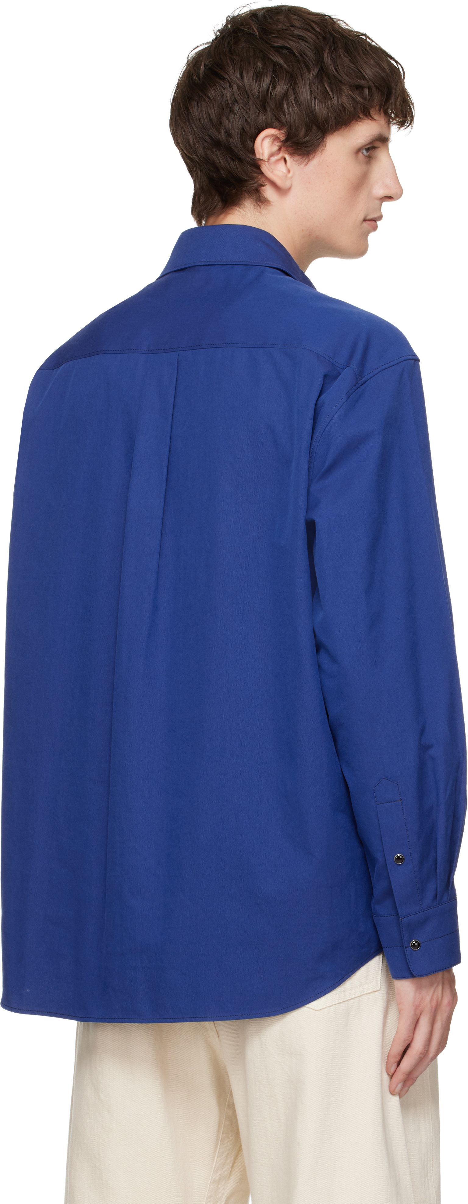 Lemaire Yoke-detail Chest-pockets Shirt In Blue