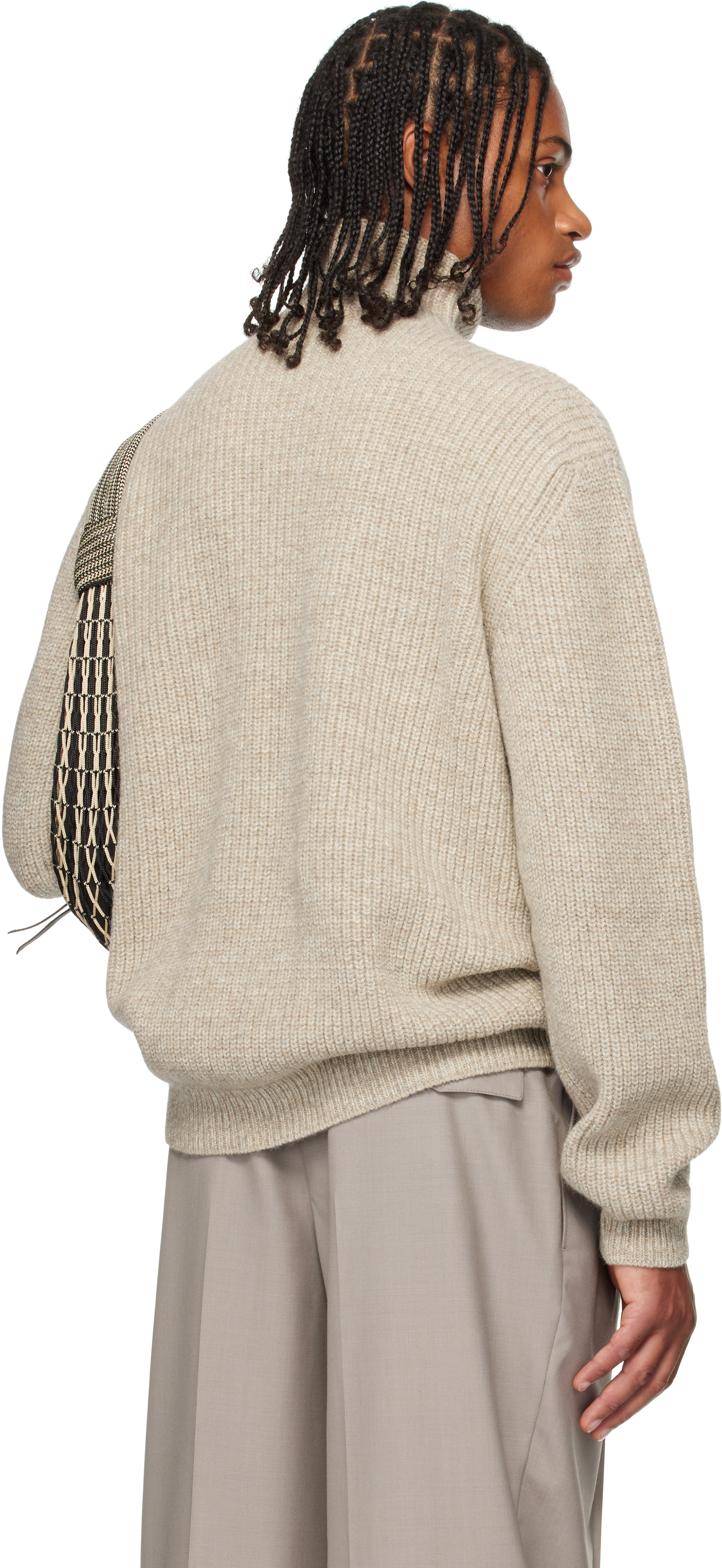 Lemaire Ribbed Highneck Sweater Long Sleeves In Gray
