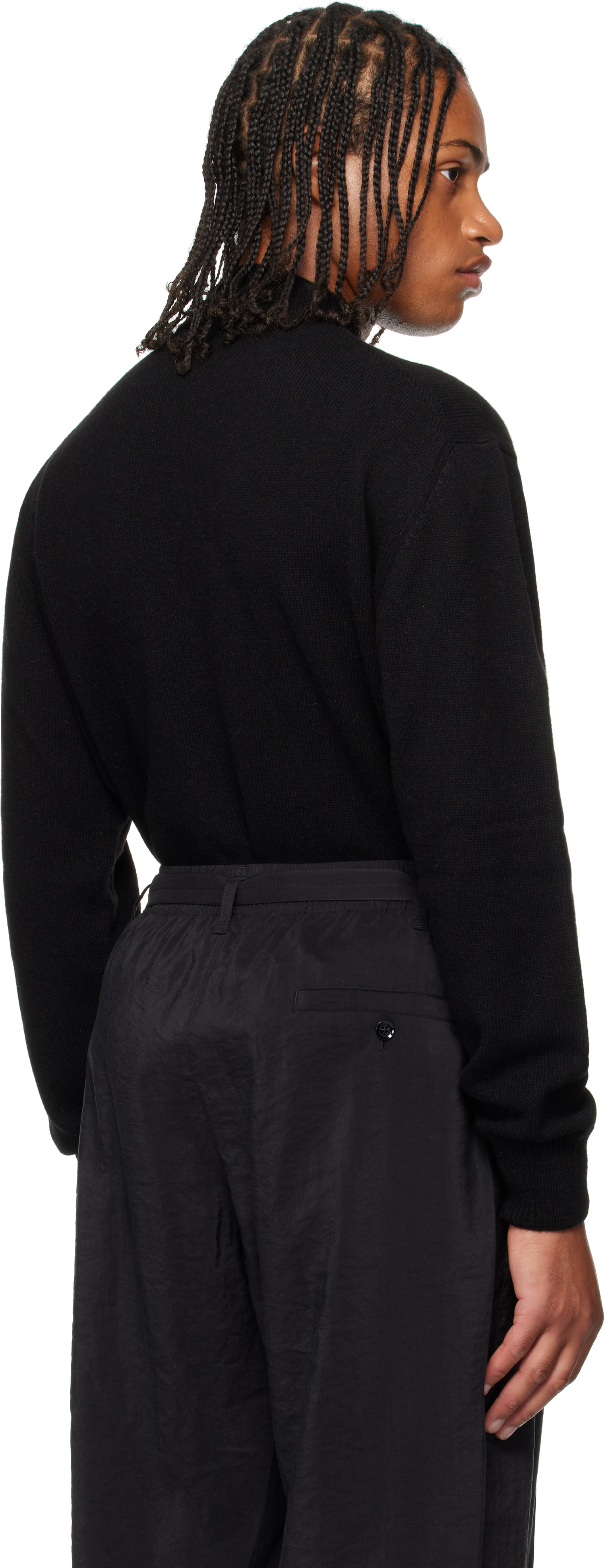 Lemaire Black Mock Neck Sweater In Animal Print