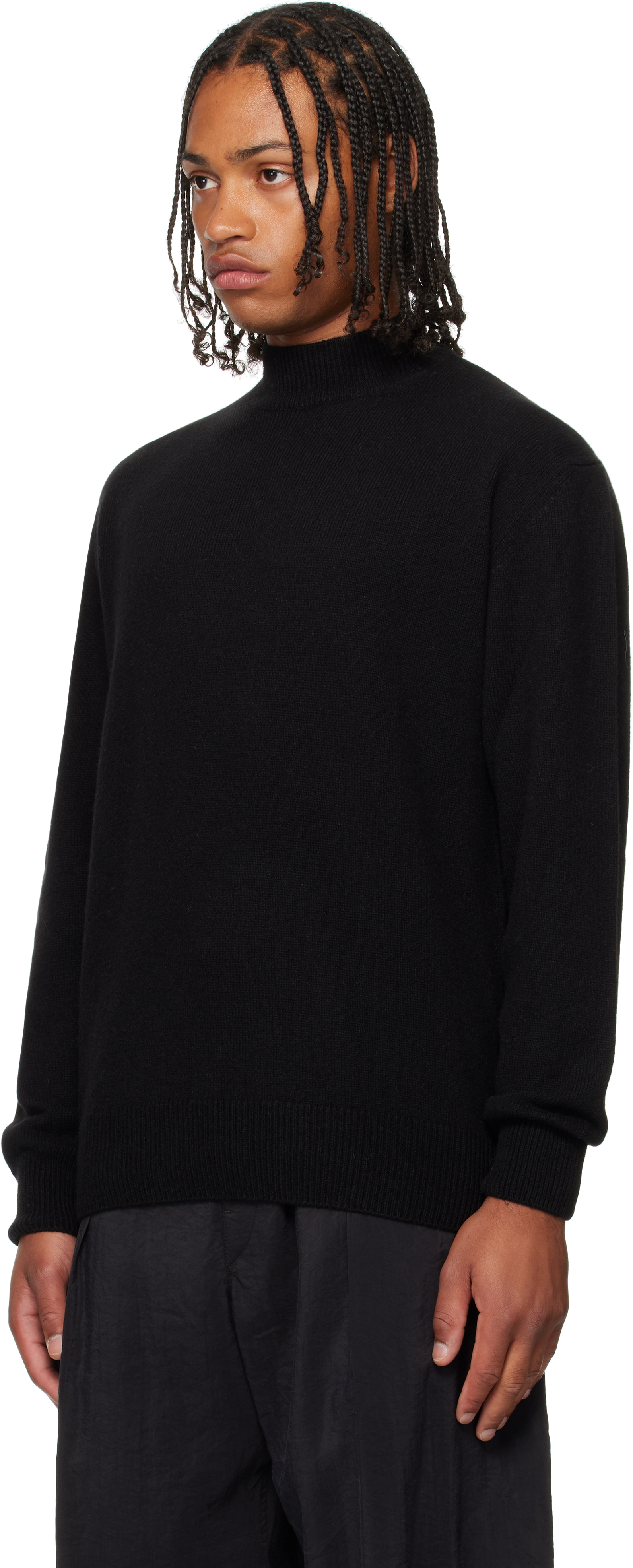 Lemaire Black Mock Neck Sweater In Animal Print