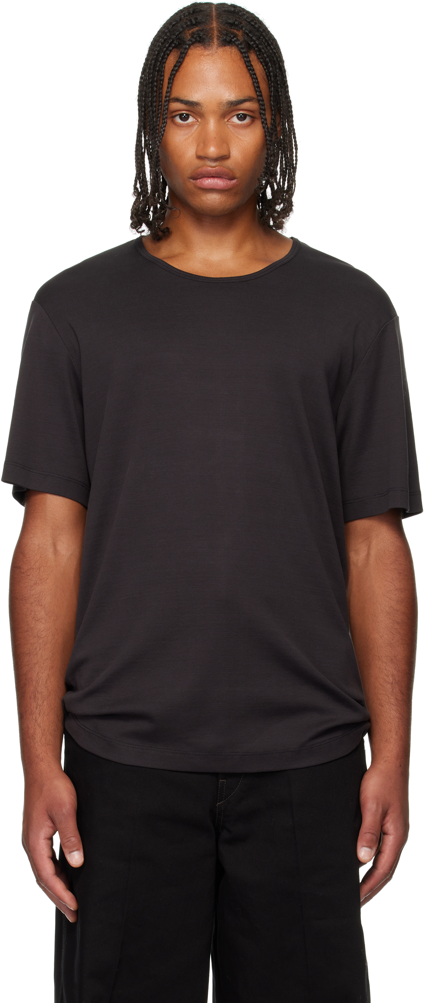 Lemaire Black Rib T-shirt In Multi