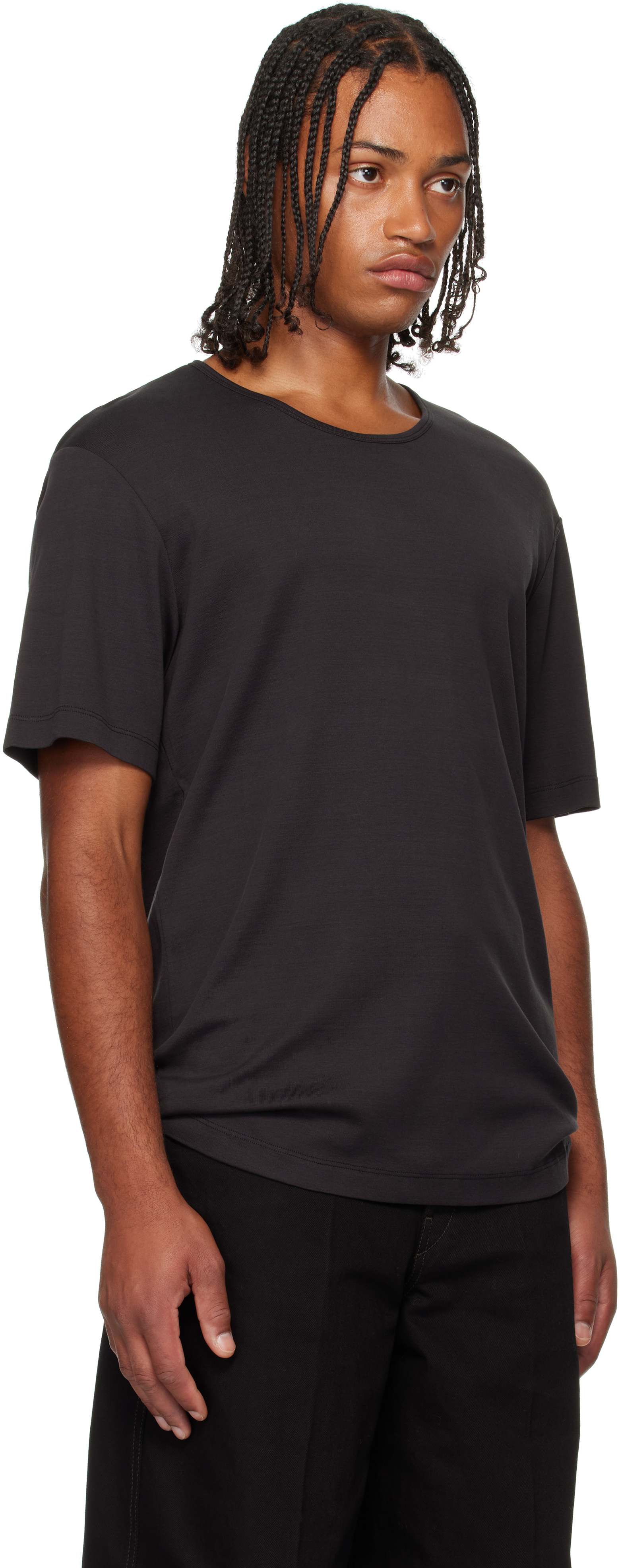 Lemaire Black Rib T-shirt In Multi