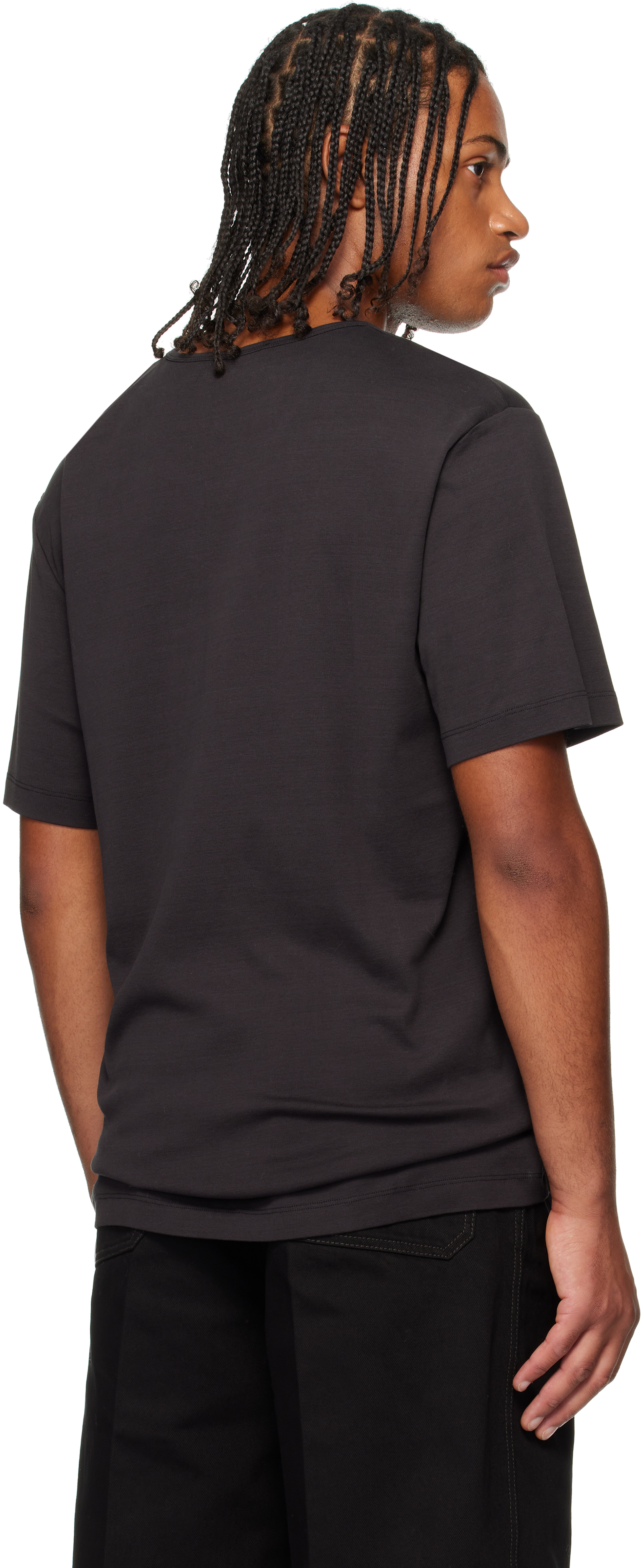 Lemaire Black Rib T-shirt In Multi