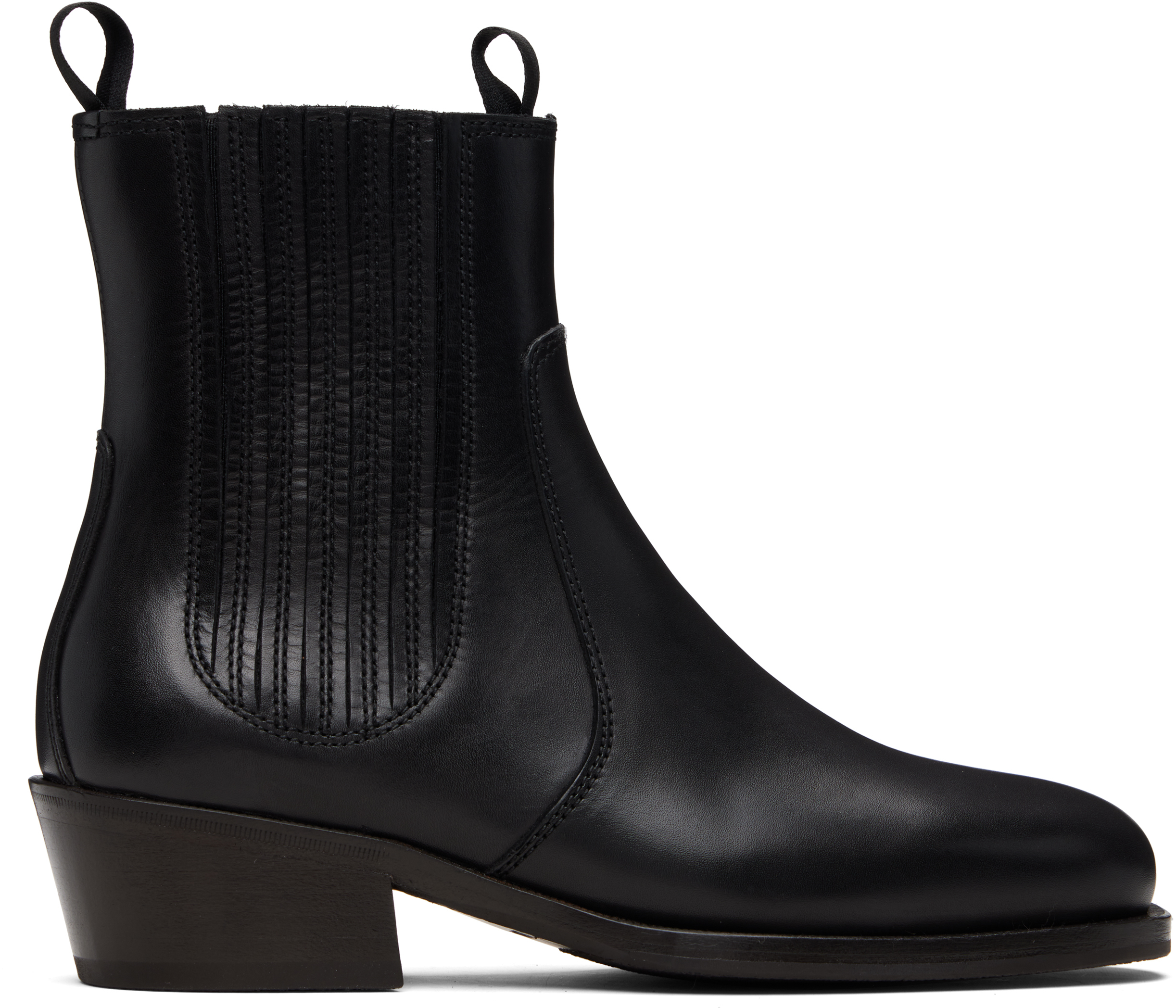 Lemaire Black Vegetable-tanned Chelsea Boots In Bk999 Black