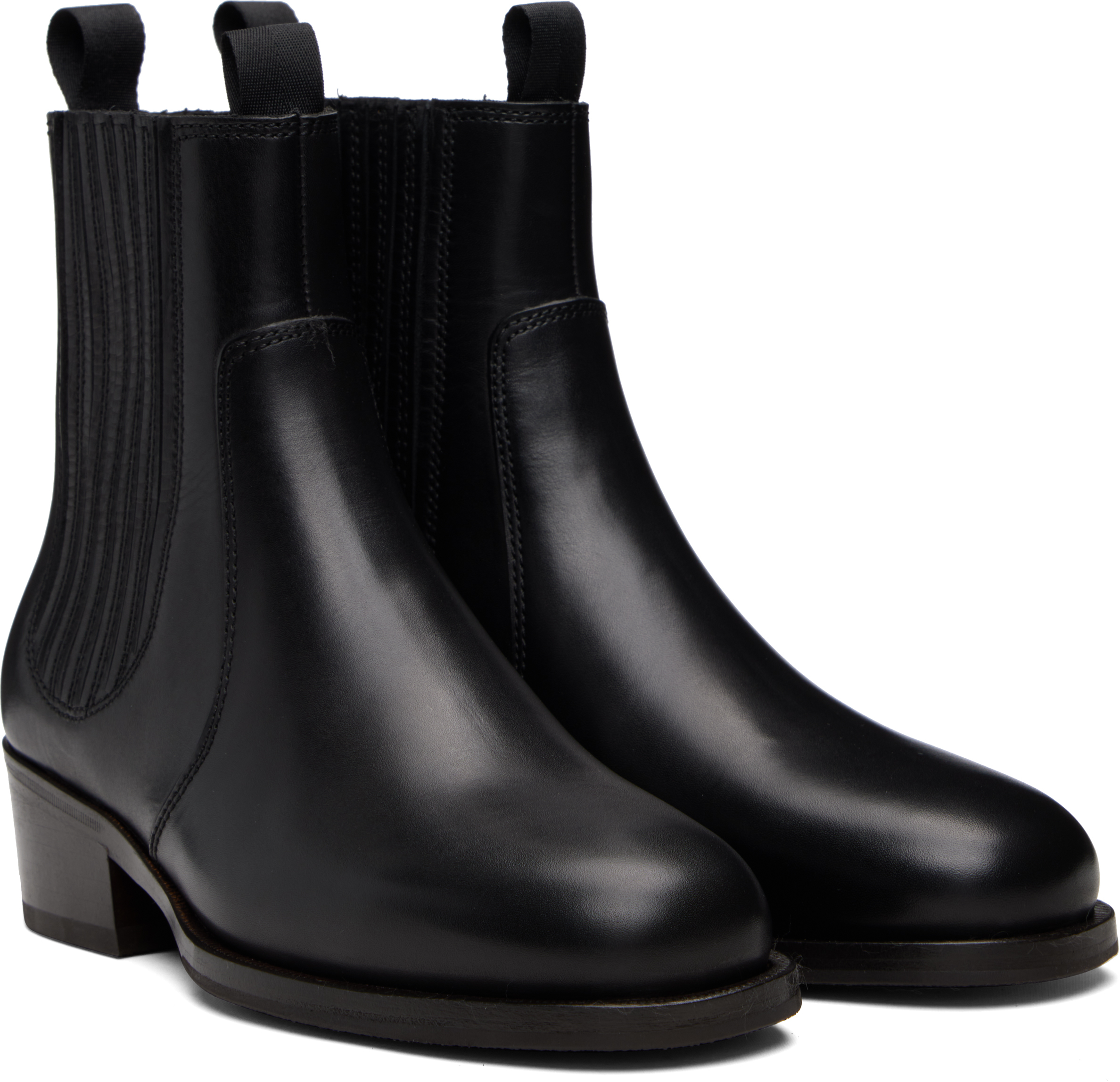 Lemaire Black Vegetable-tanned Chelsea Boots In Bk999 Black