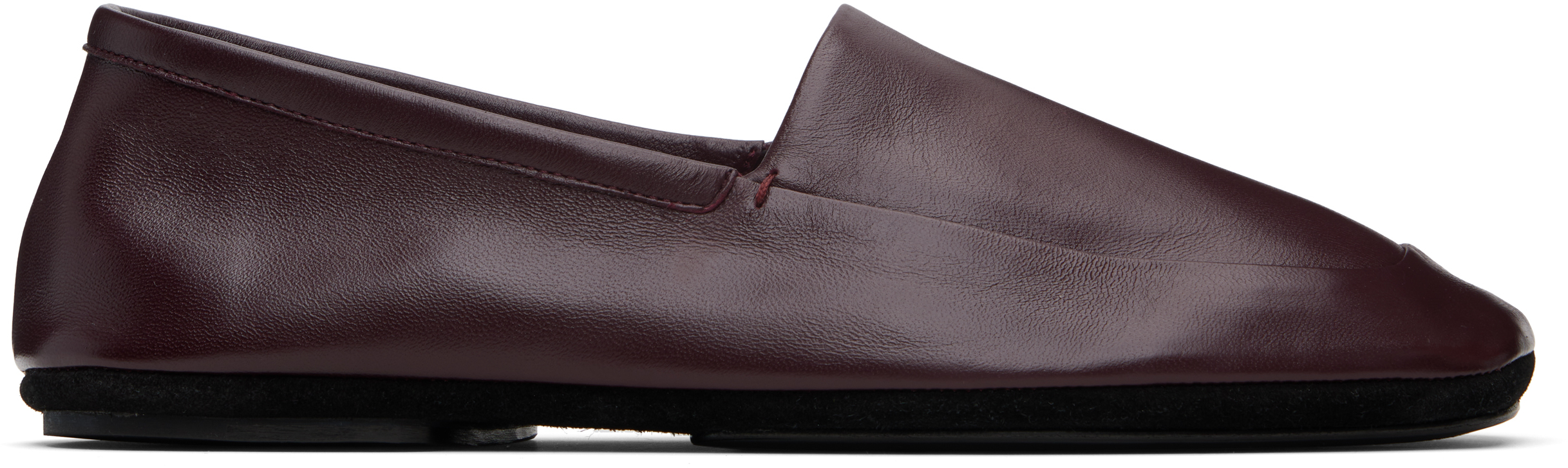 Lemaire Purple Leather Indoor Slippers In Burgundy